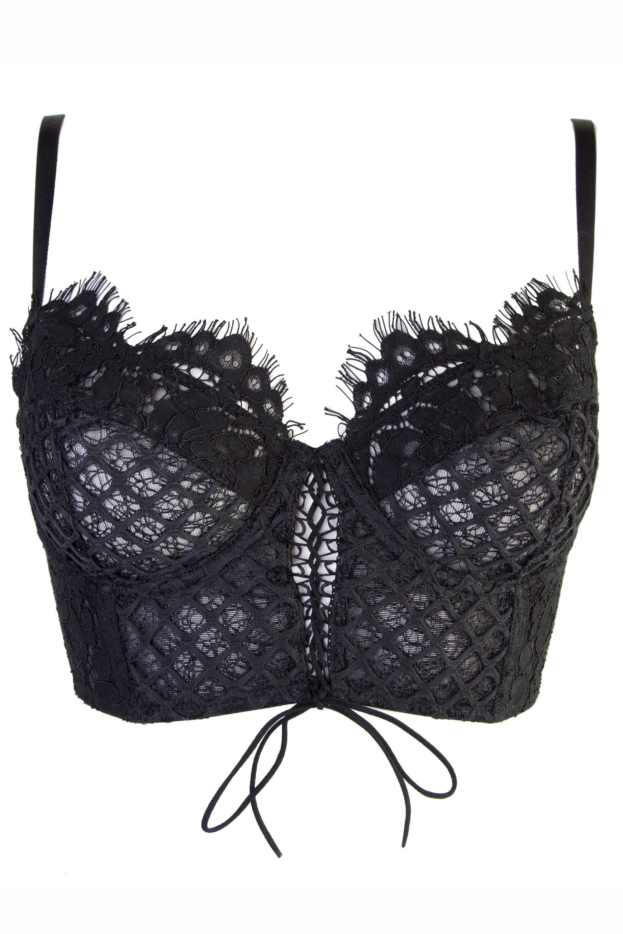 Toyen Black Mesh & Lace Longline Corset Bra A - DD - Image 2