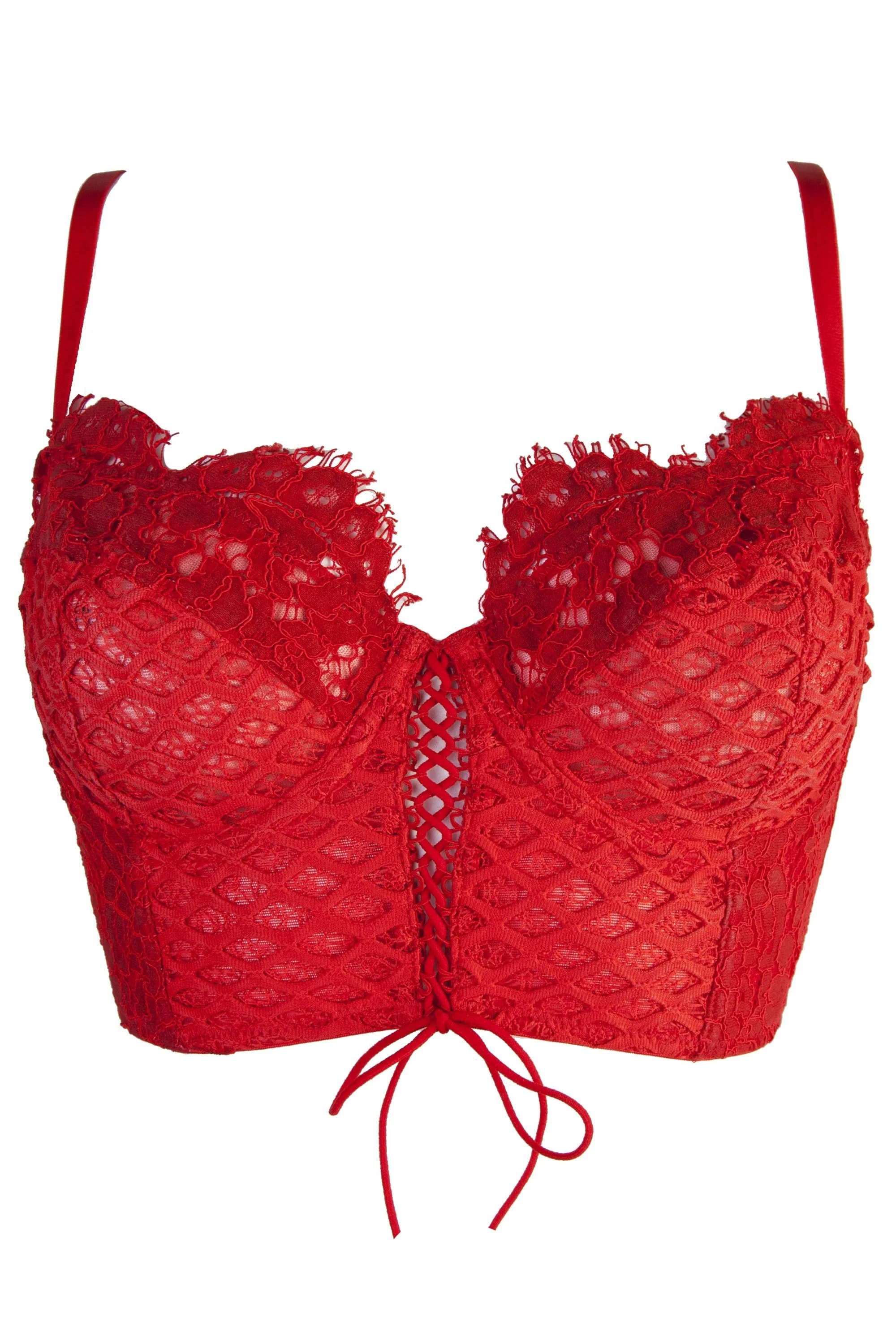 Peek & Beau Toyen Red Mesh & Lace Longline Corset Bra A - DD - Image 2