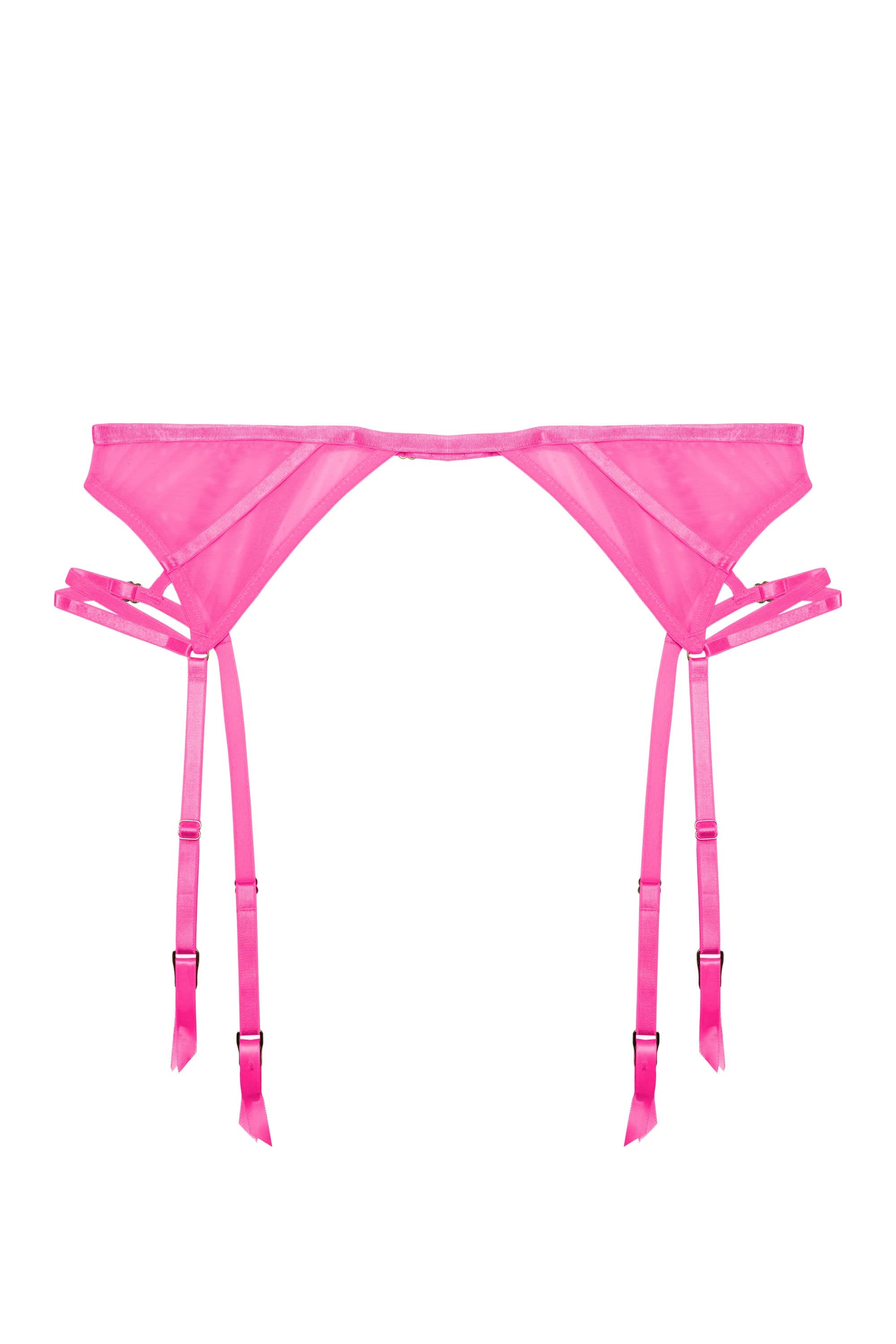 Penny Neon Pink Strappy Mesh Suspender Belt - Image 5