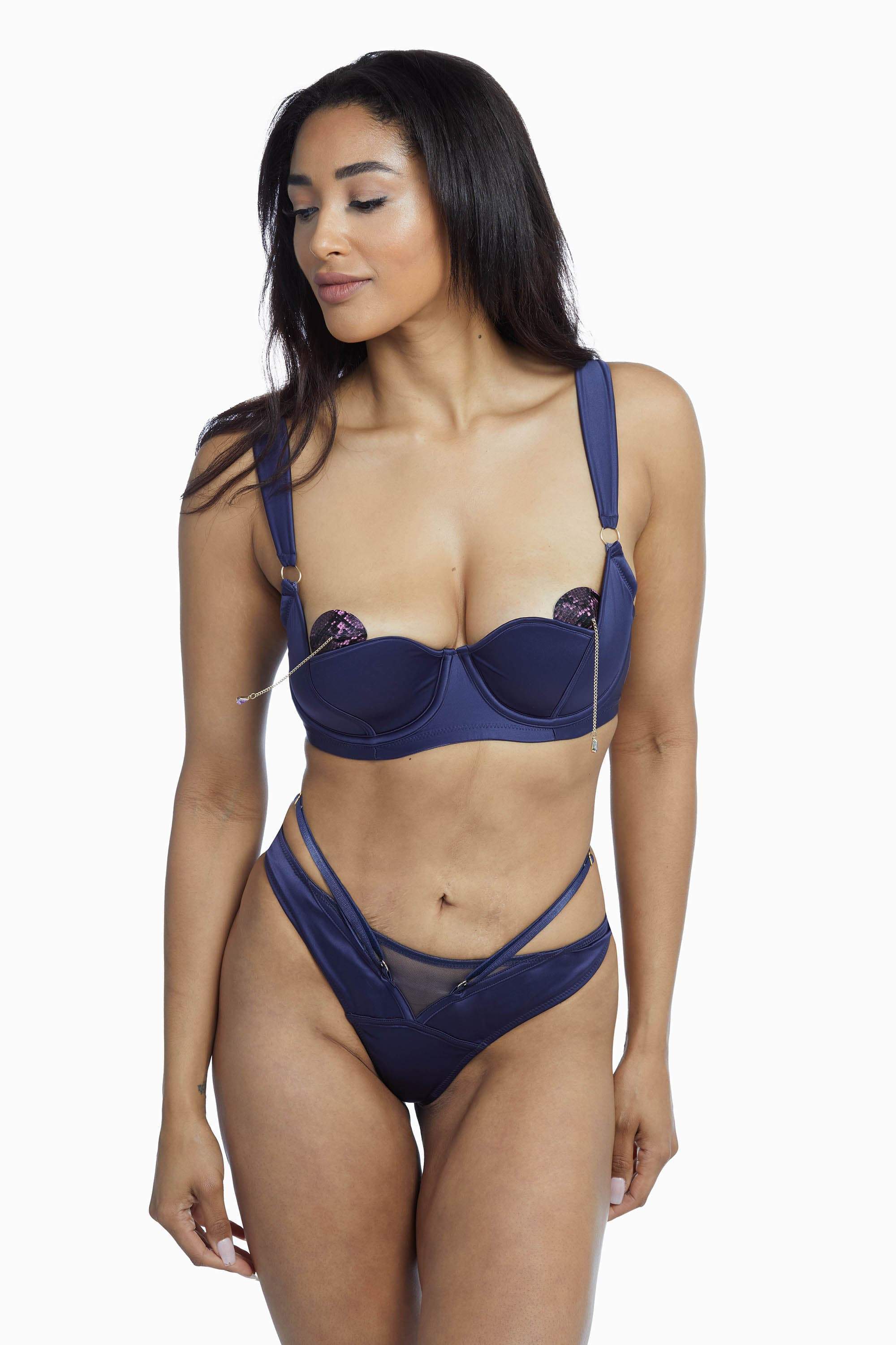 Philly Navy Tulip Satin Bra - Image 11