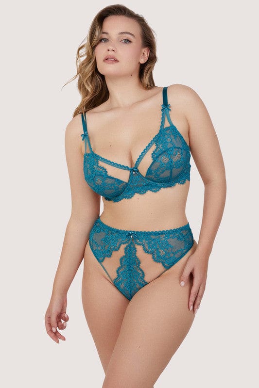 Phoebe Teal Eyelash Lace Balconette Bra - Image 6
