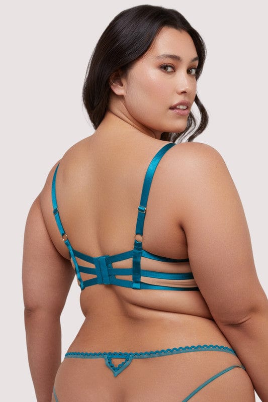 Phoebe Teal Eyelash Lace Balconette Bra - Image 9