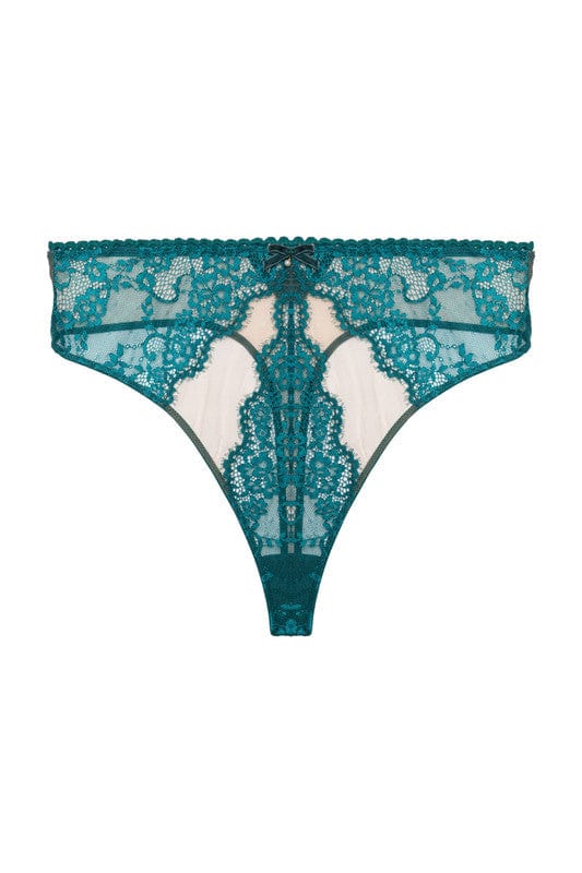 Phoebe Teal Eyelash Lace High Waist Thong - Image 10