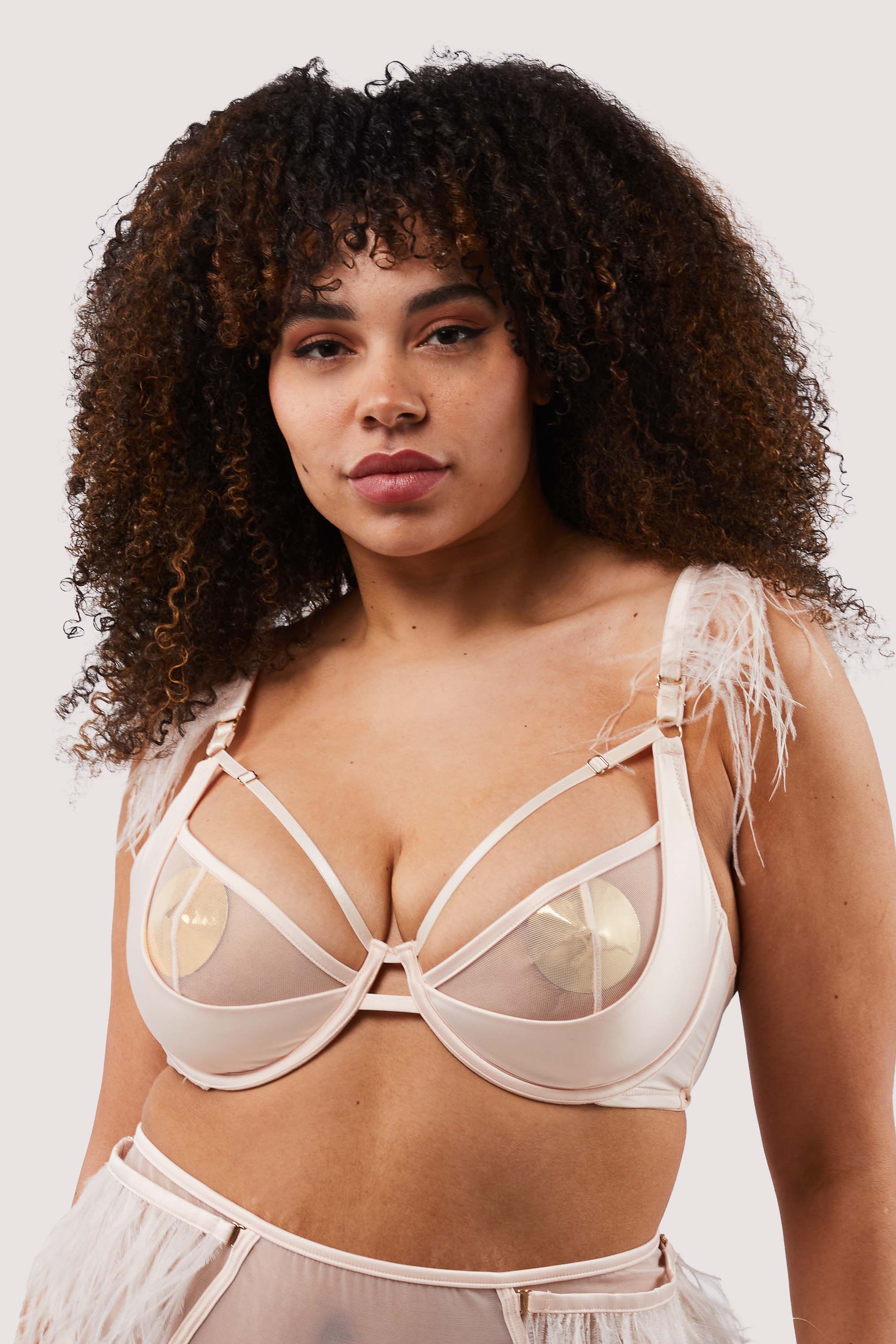 Phoenix Blush Mesh And Satin Feather Bra - Image 10