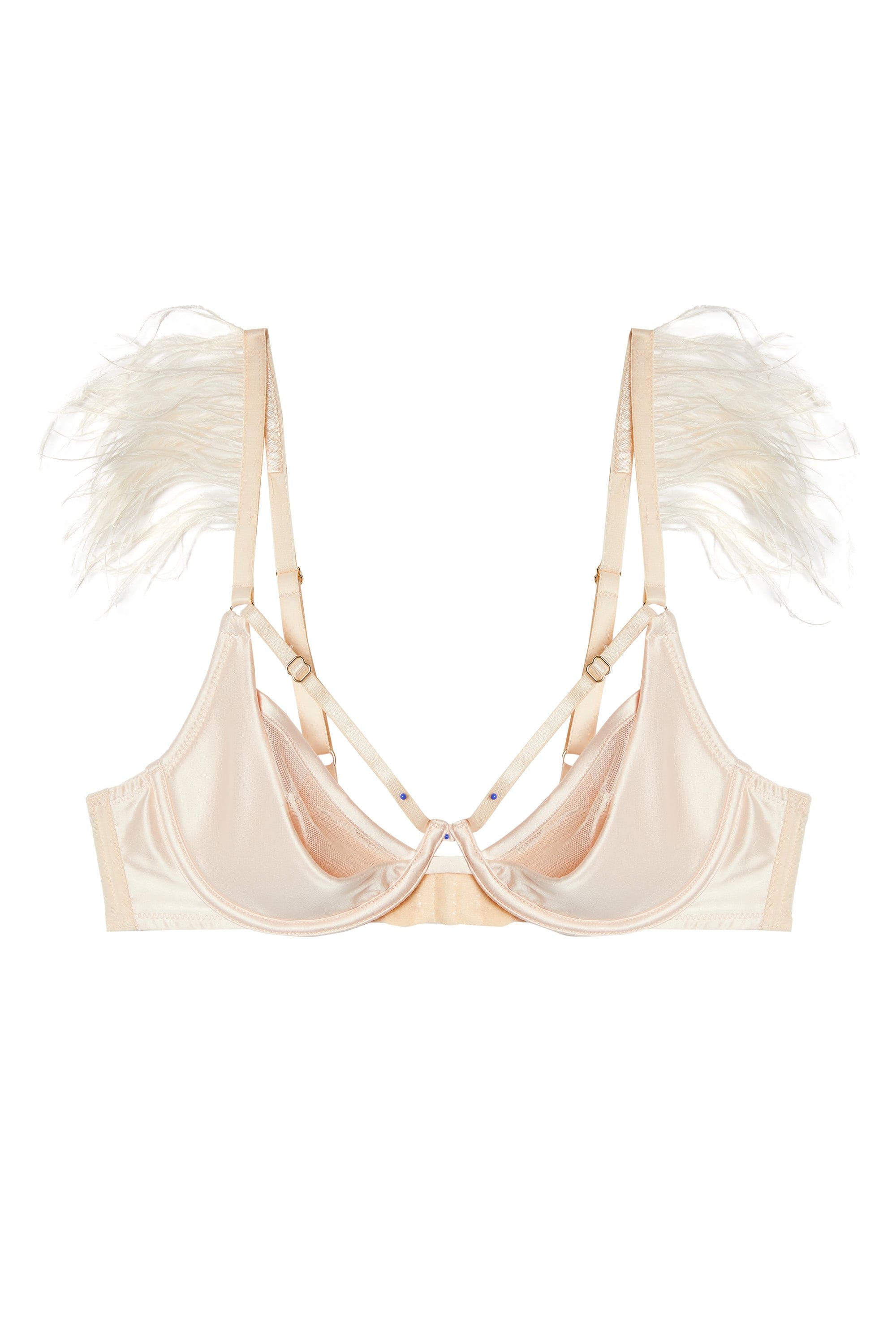 Phoenix Blush Mesh And Satin Feather Bra - Image 14