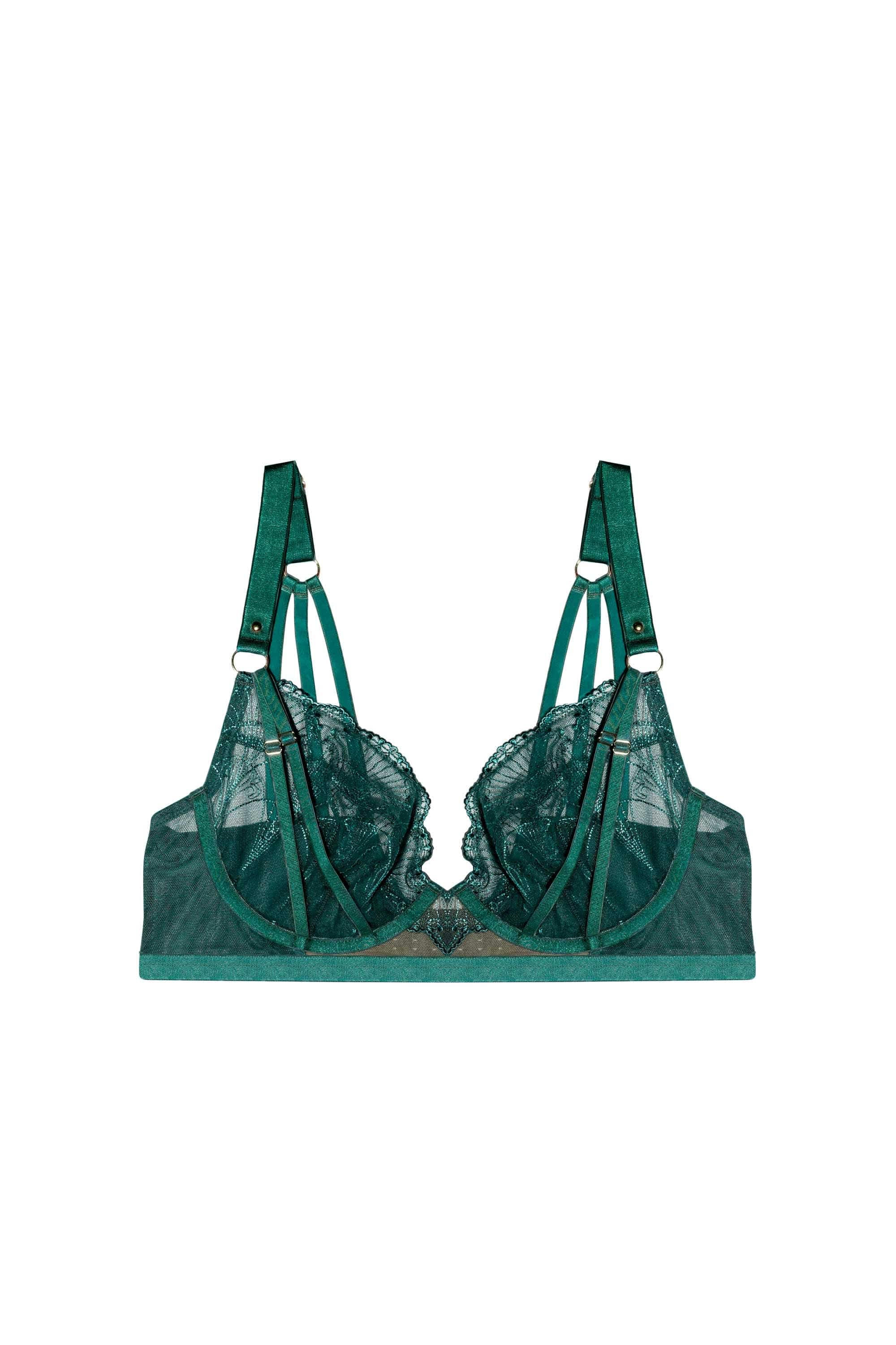 Pippa Forest Green Deco Embroidered Plunge Bra - Image 6