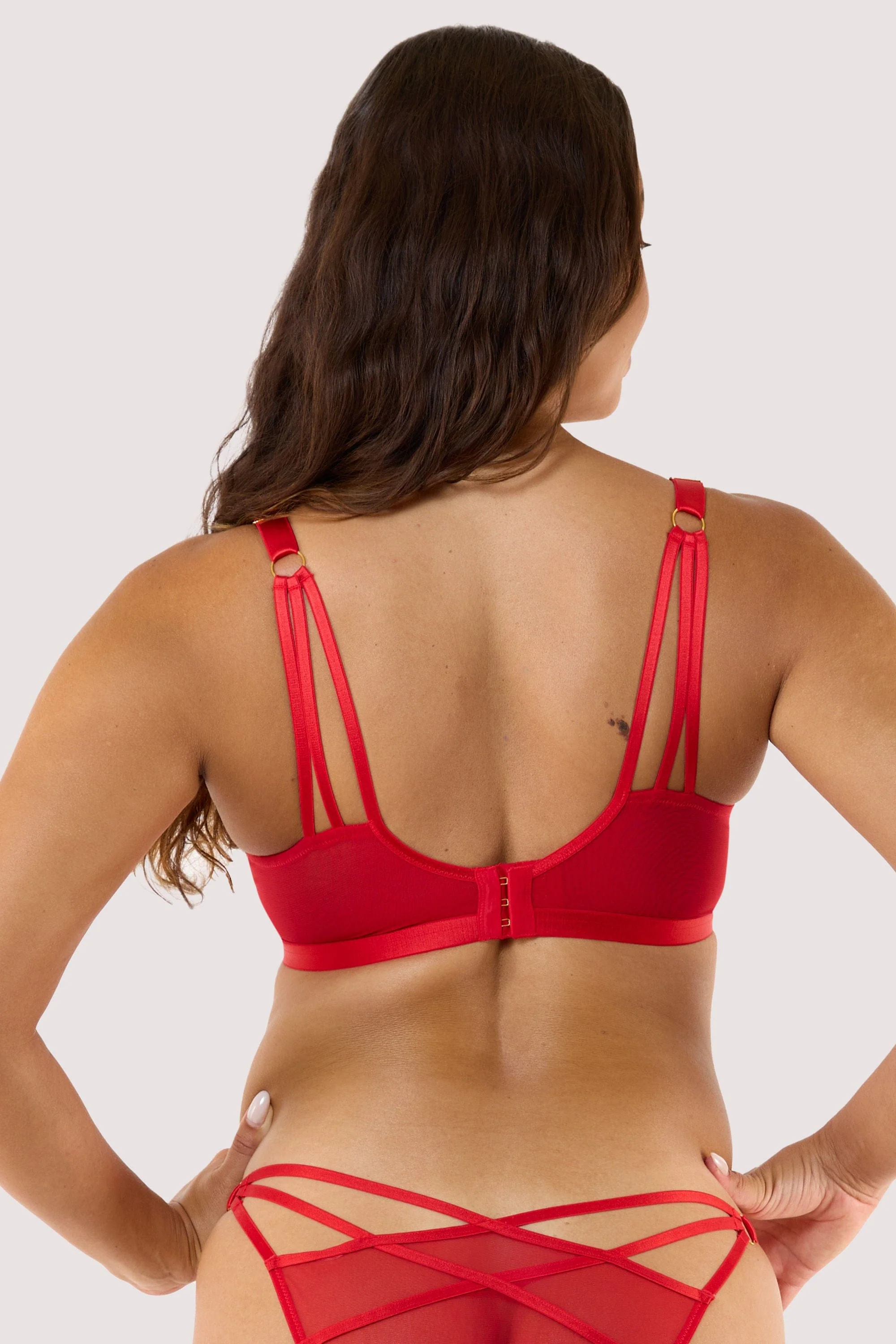 Pippa Red Deco Embroidered Plunge Bra - Image 3