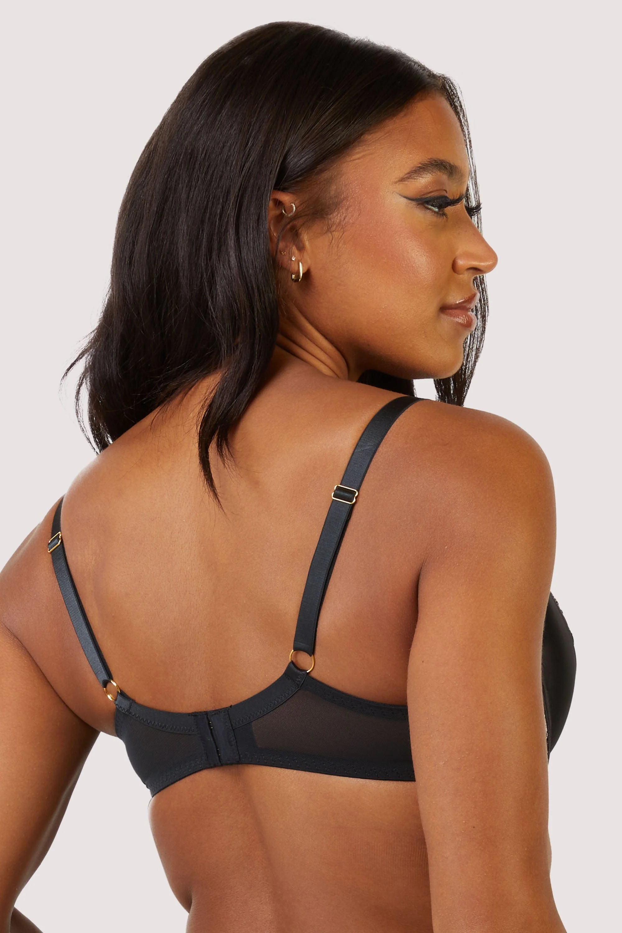 Alicia Black and Pink Embroidered Plunge Bra - Image 6