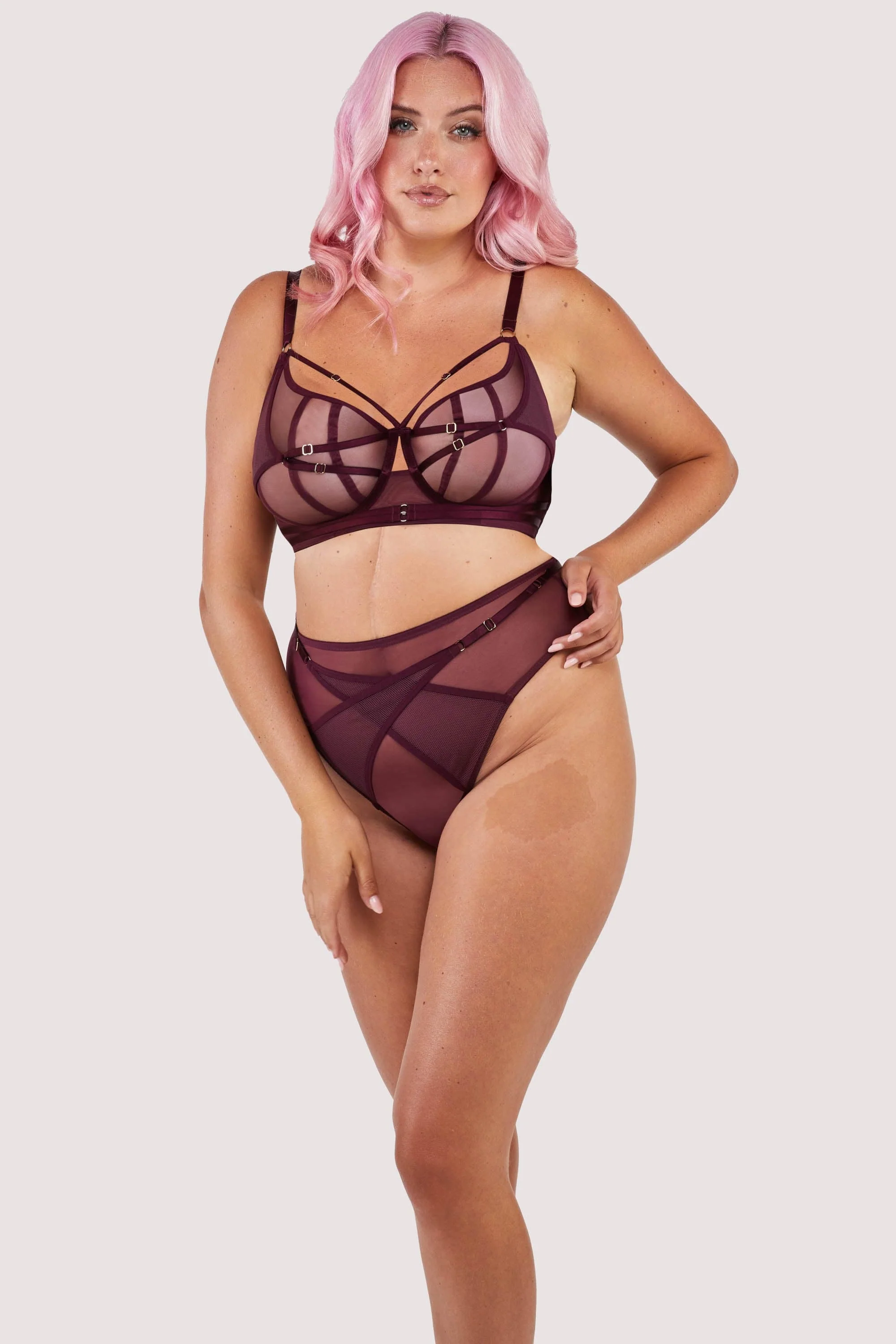 Eddie Wine Crossover Balconette Bra - Image 9