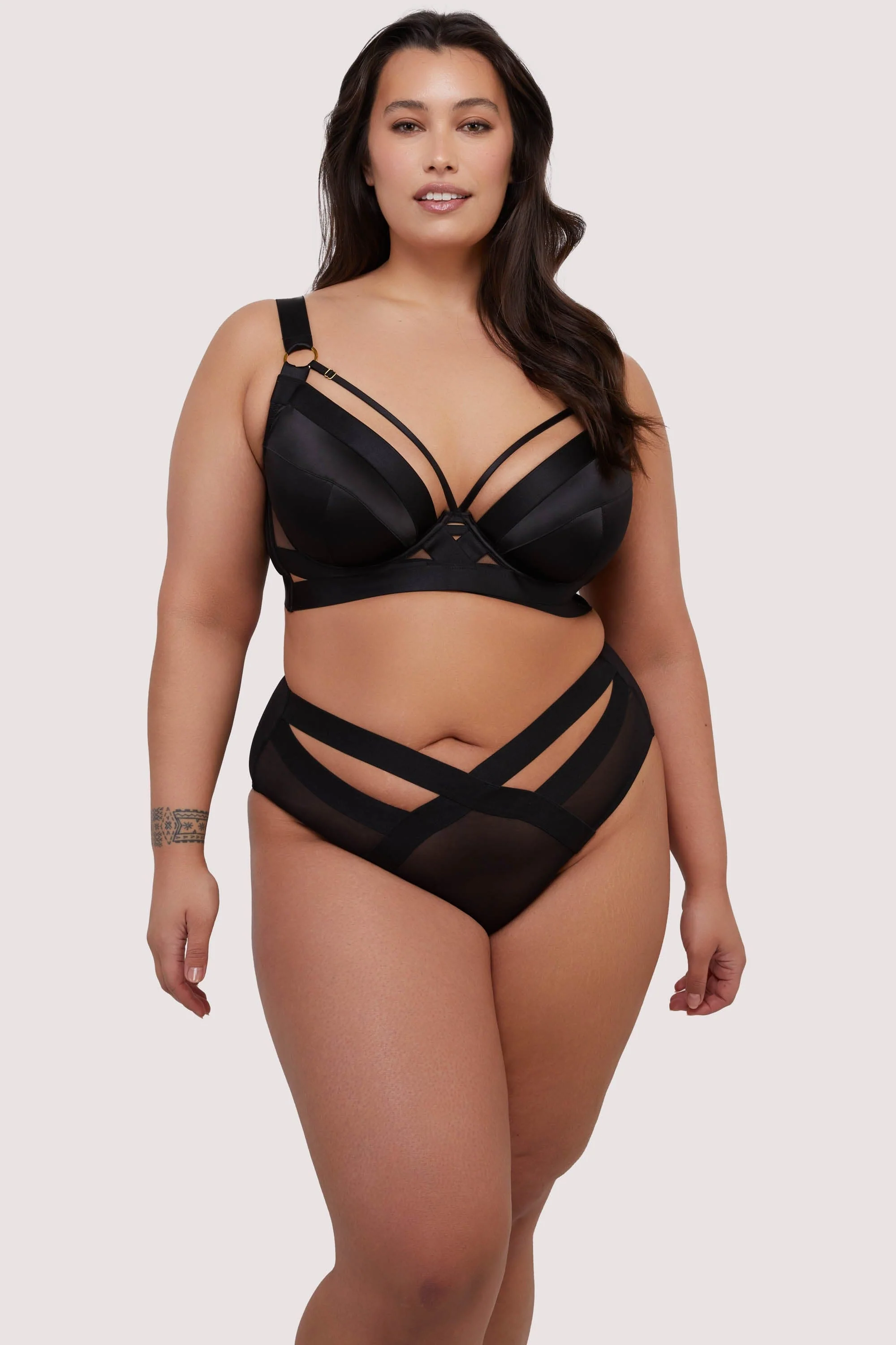 Etta Black Elastic and Mesh High Waist Brief - Image 4