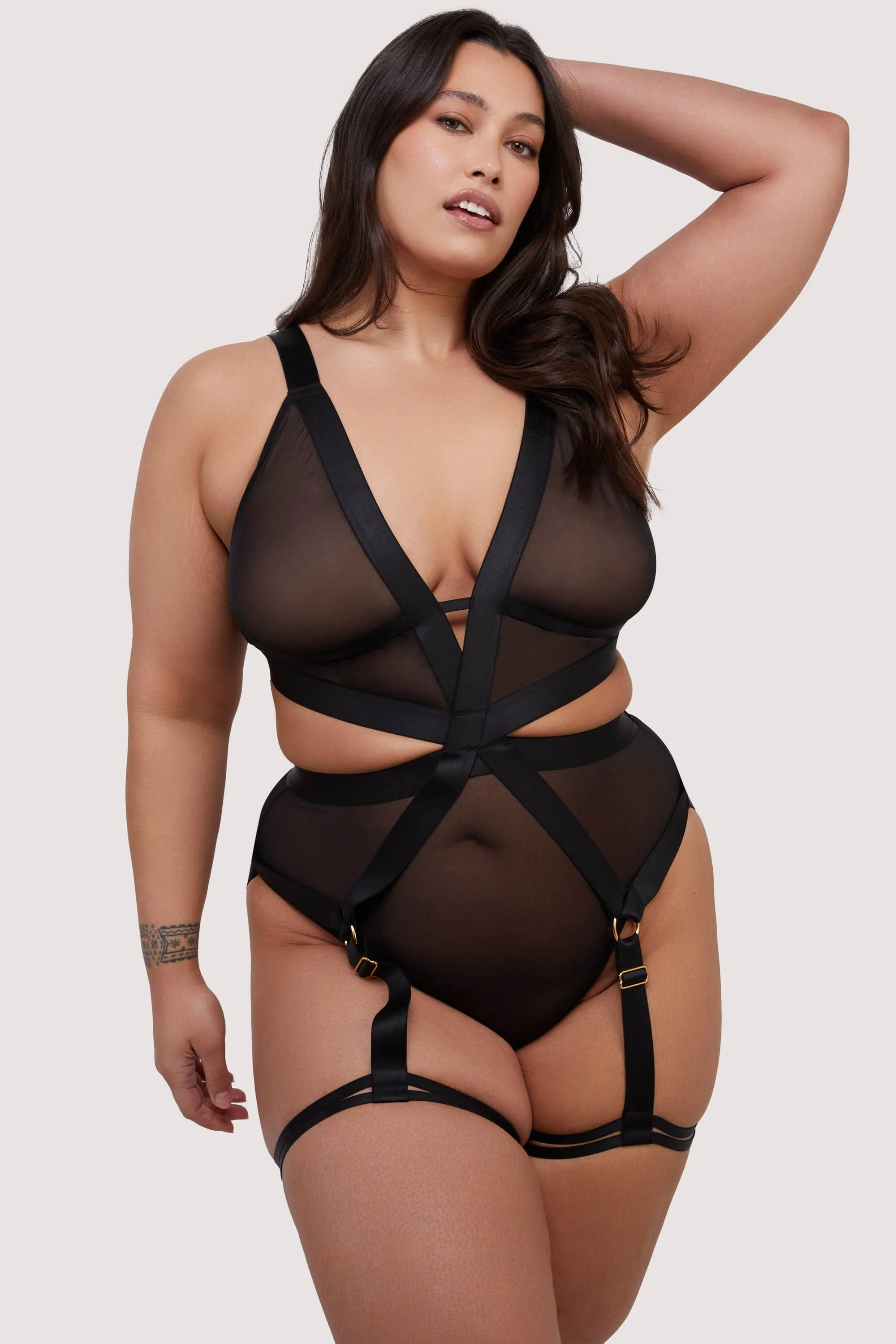 Etta Black Elastic and Mesh Multi-Strap Body - Image 3