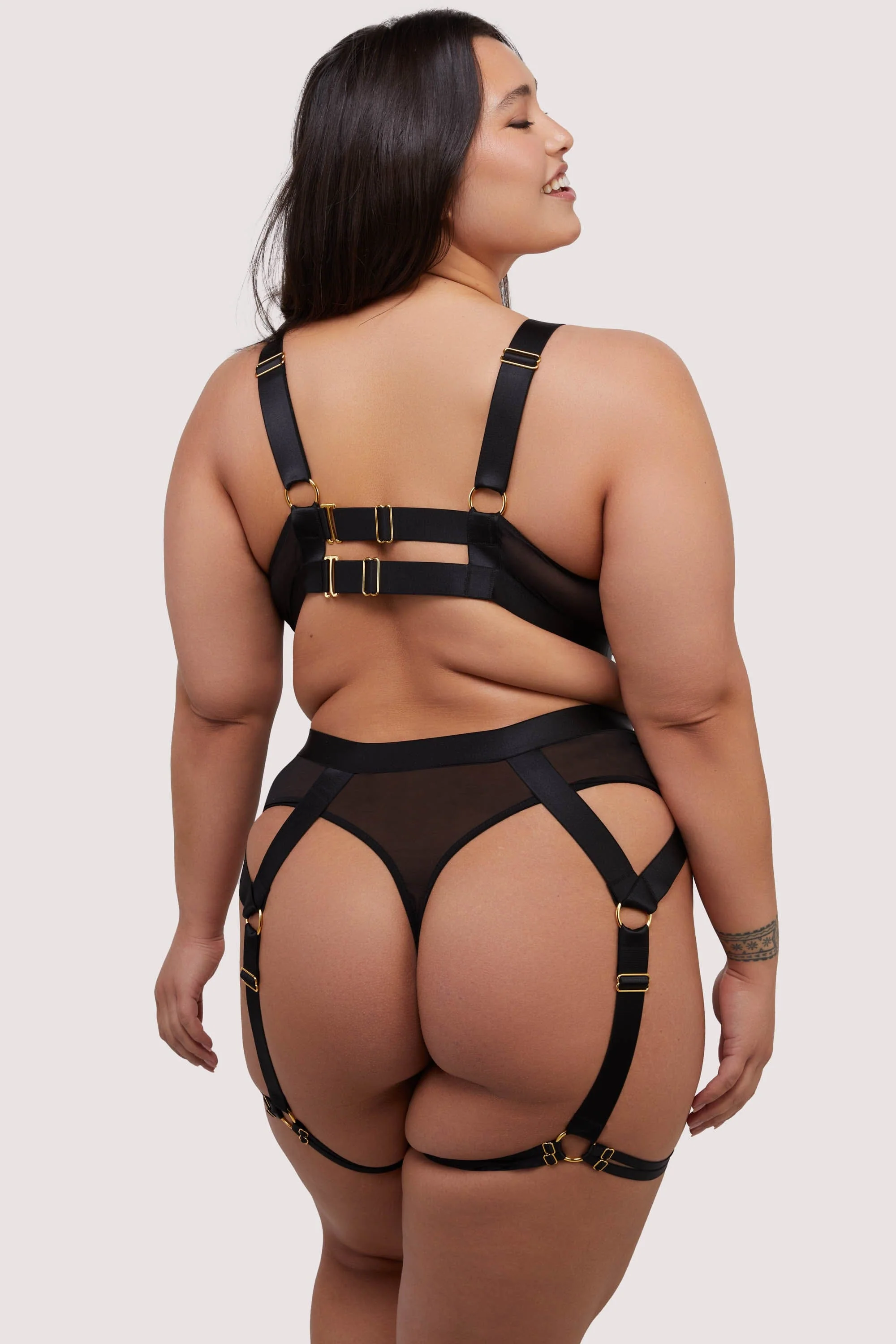 Etta Black Elastic and Mesh Multi-Strap Body - Image 4