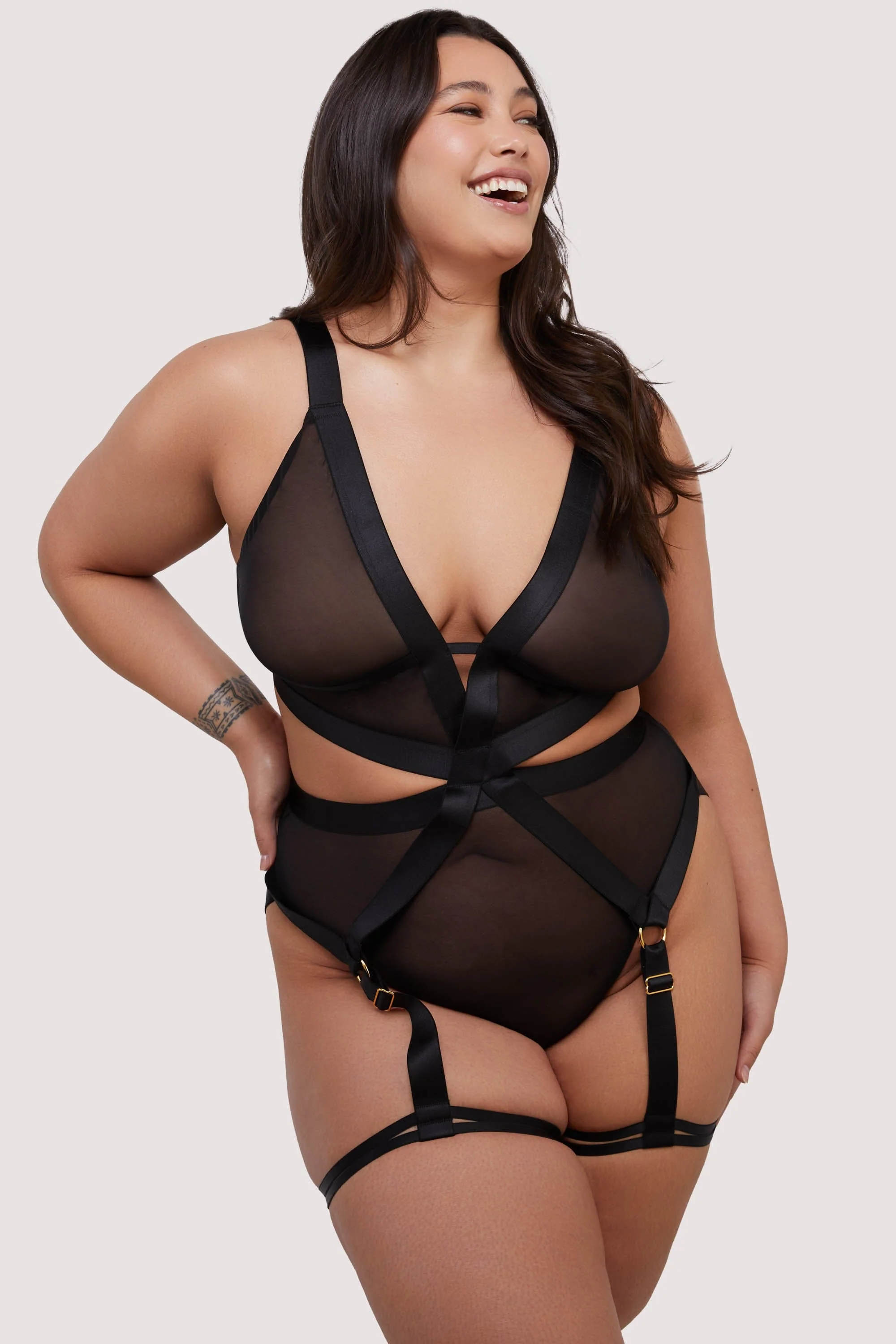 Etta Black Elastic and Mesh Multi-Strap Body - Image 6