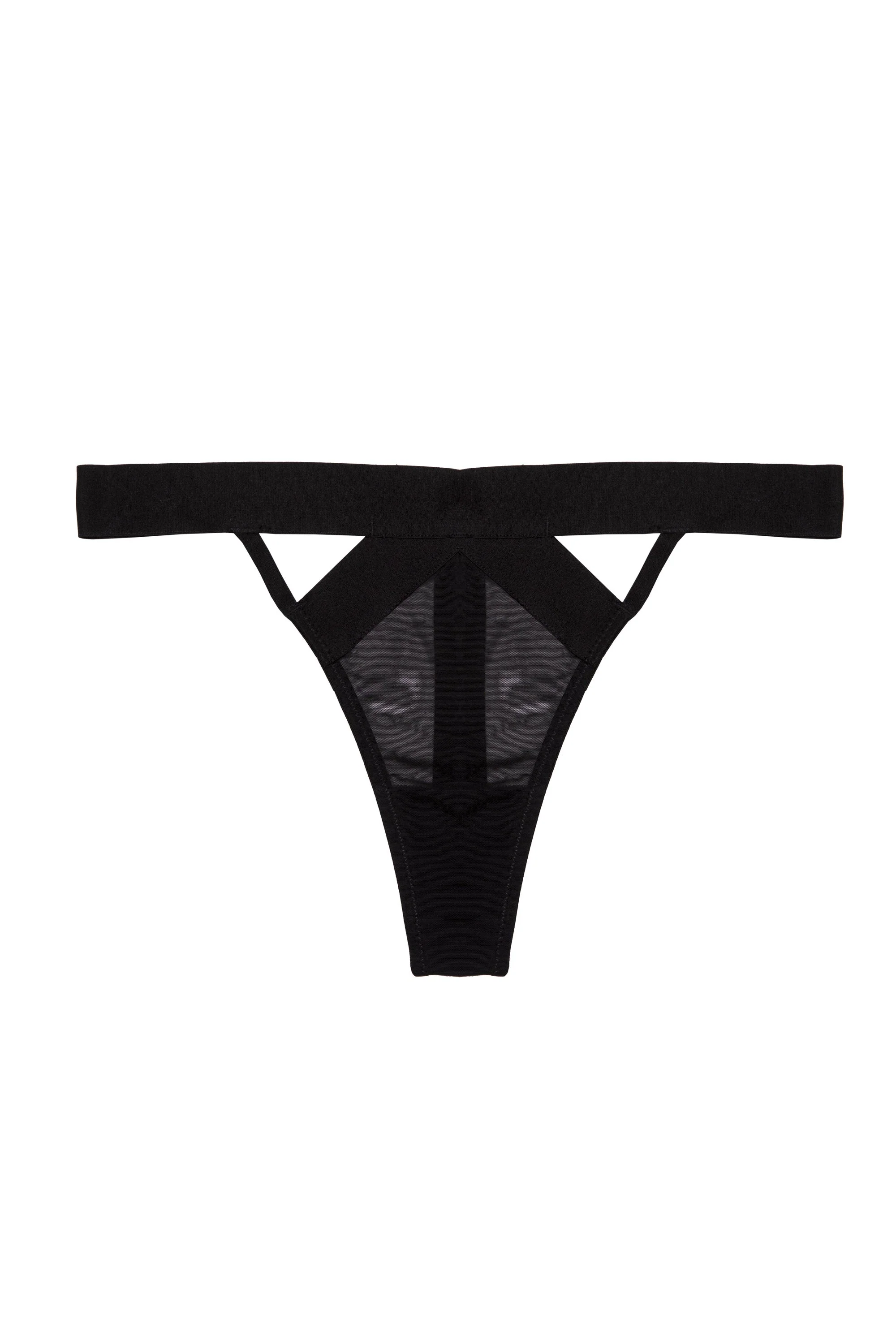 Etta Black Elastic and Mesh Thong - Image 4