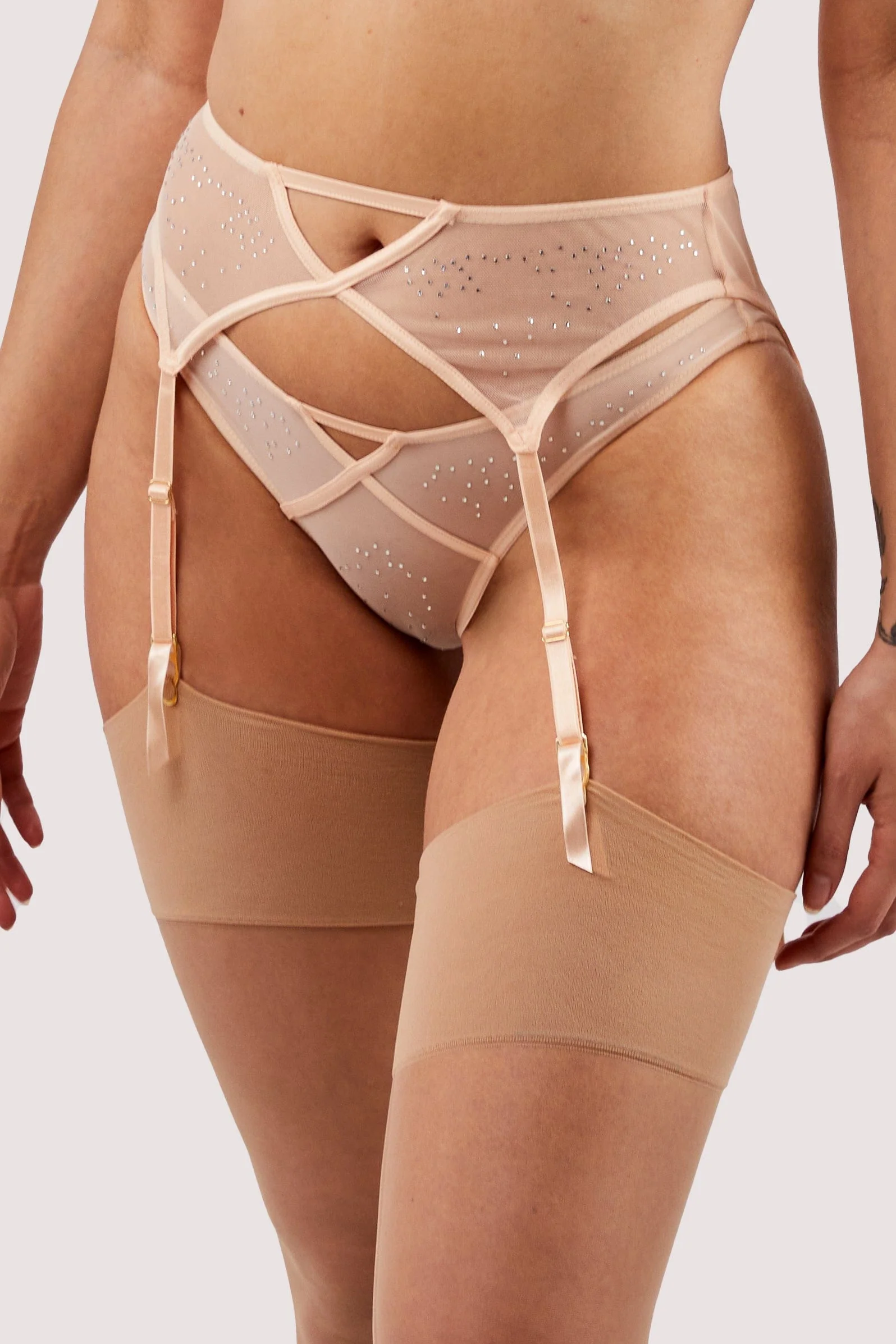 Nola Toffee Diamante Studded Suspender - Image 4