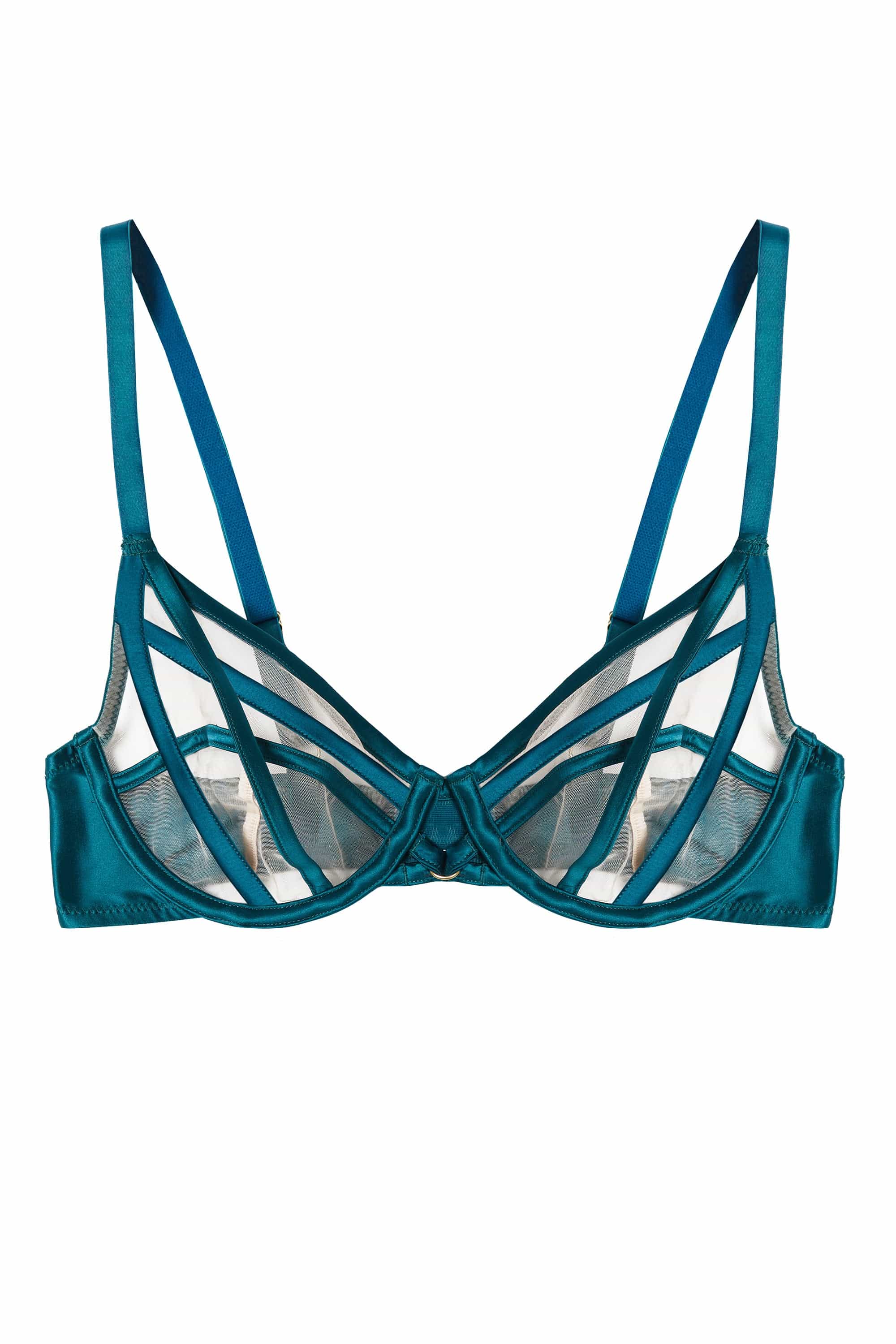 Ramona Teal Strap Detail Illusion Mesh Bra - Image 9