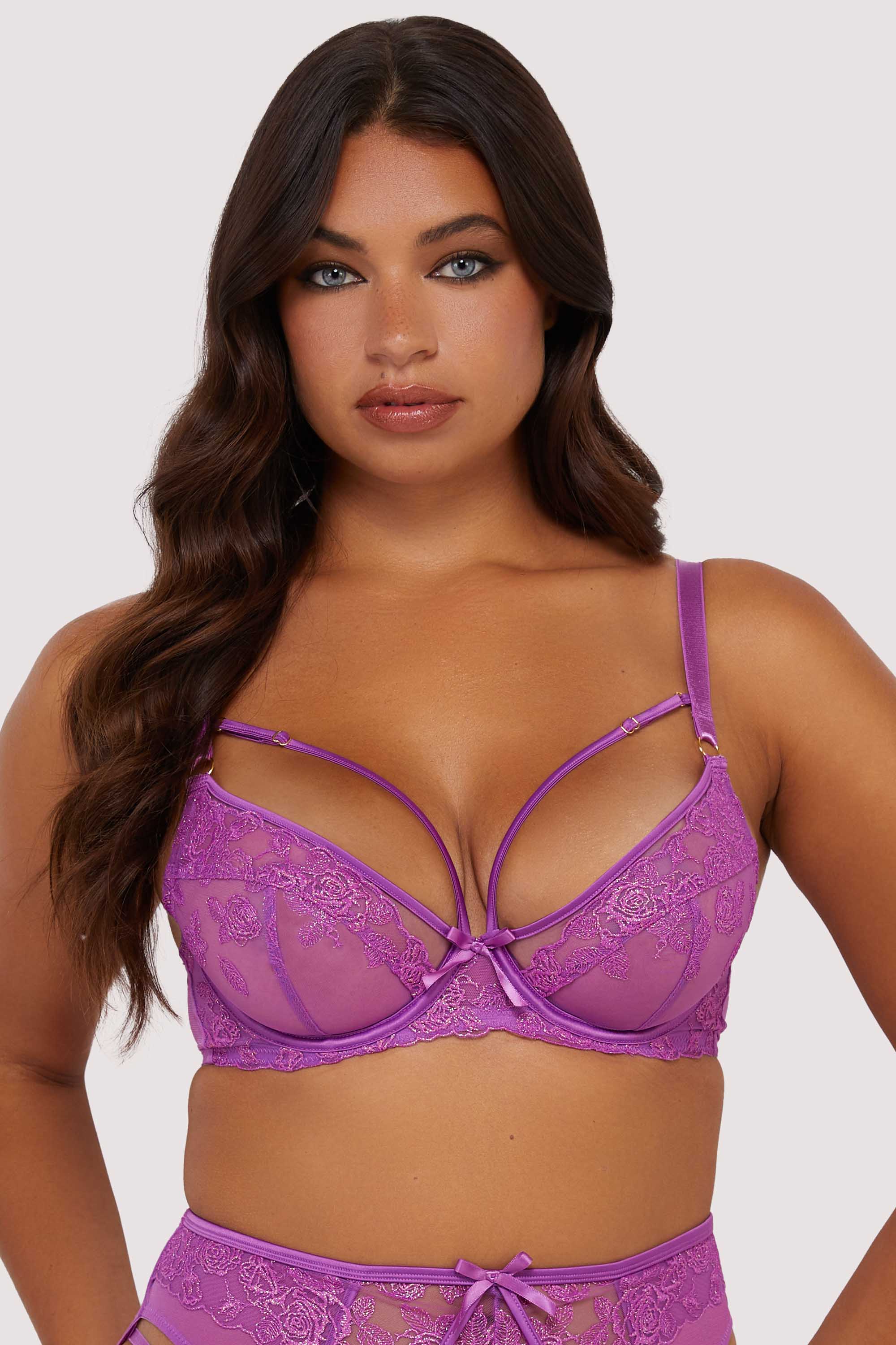 Rosanna Purple Long Line Plunge Bra - Image 3