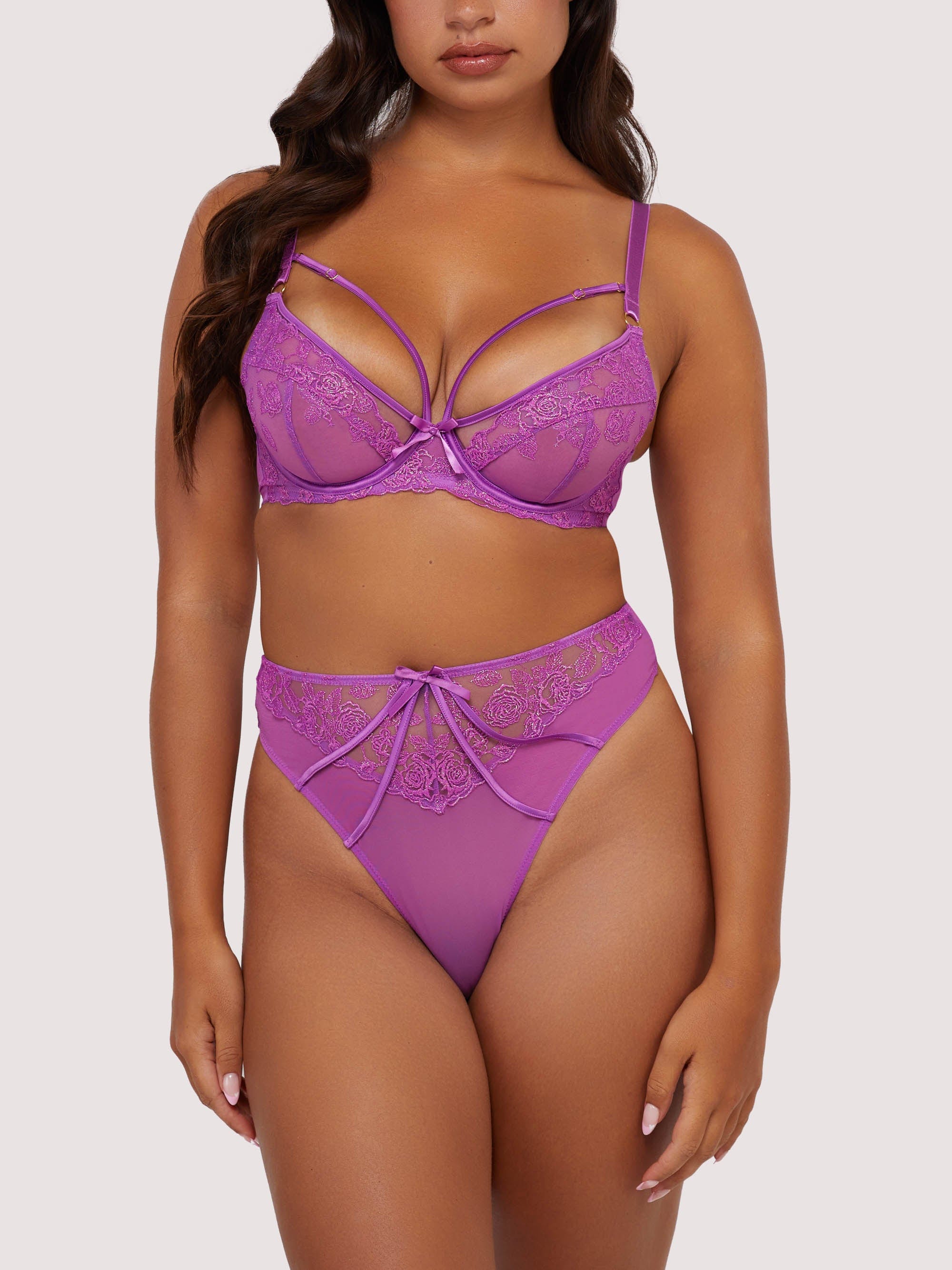 Rosanna Purple Long Line Plunge Bra - Image 5