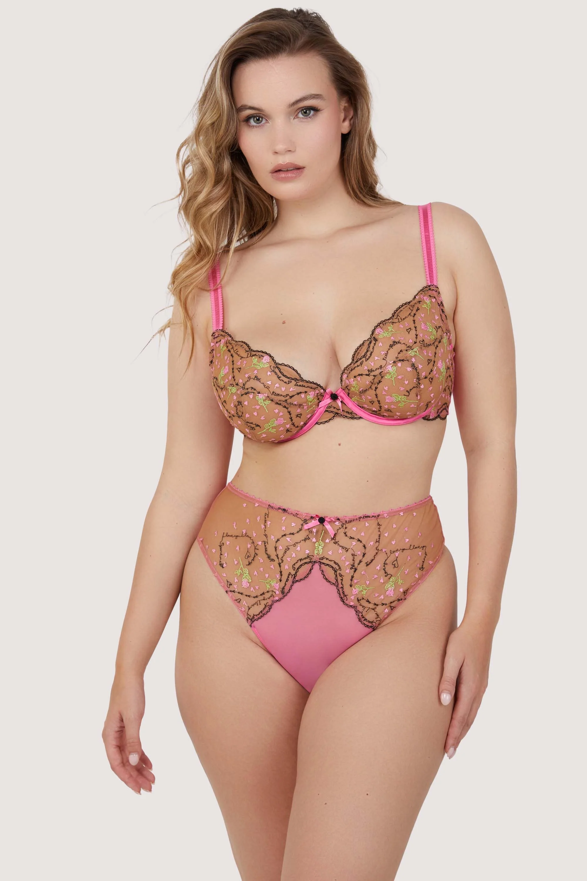 Spank Me Pink and Nude Custom Embroidery High waist Thong - Image 3