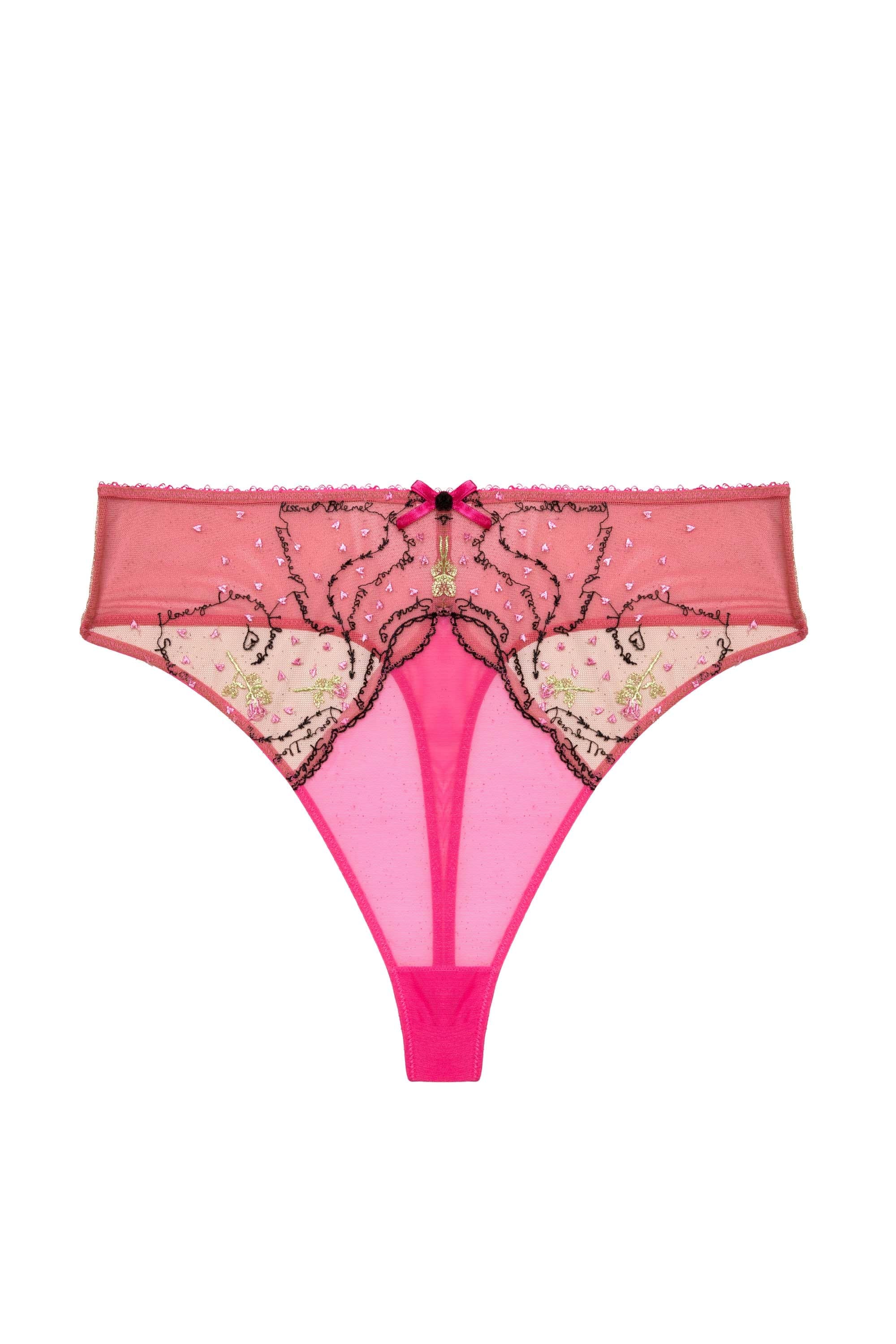 Spank Me Pink and Nude Custom Embroidery High waist Thong - Image 4
