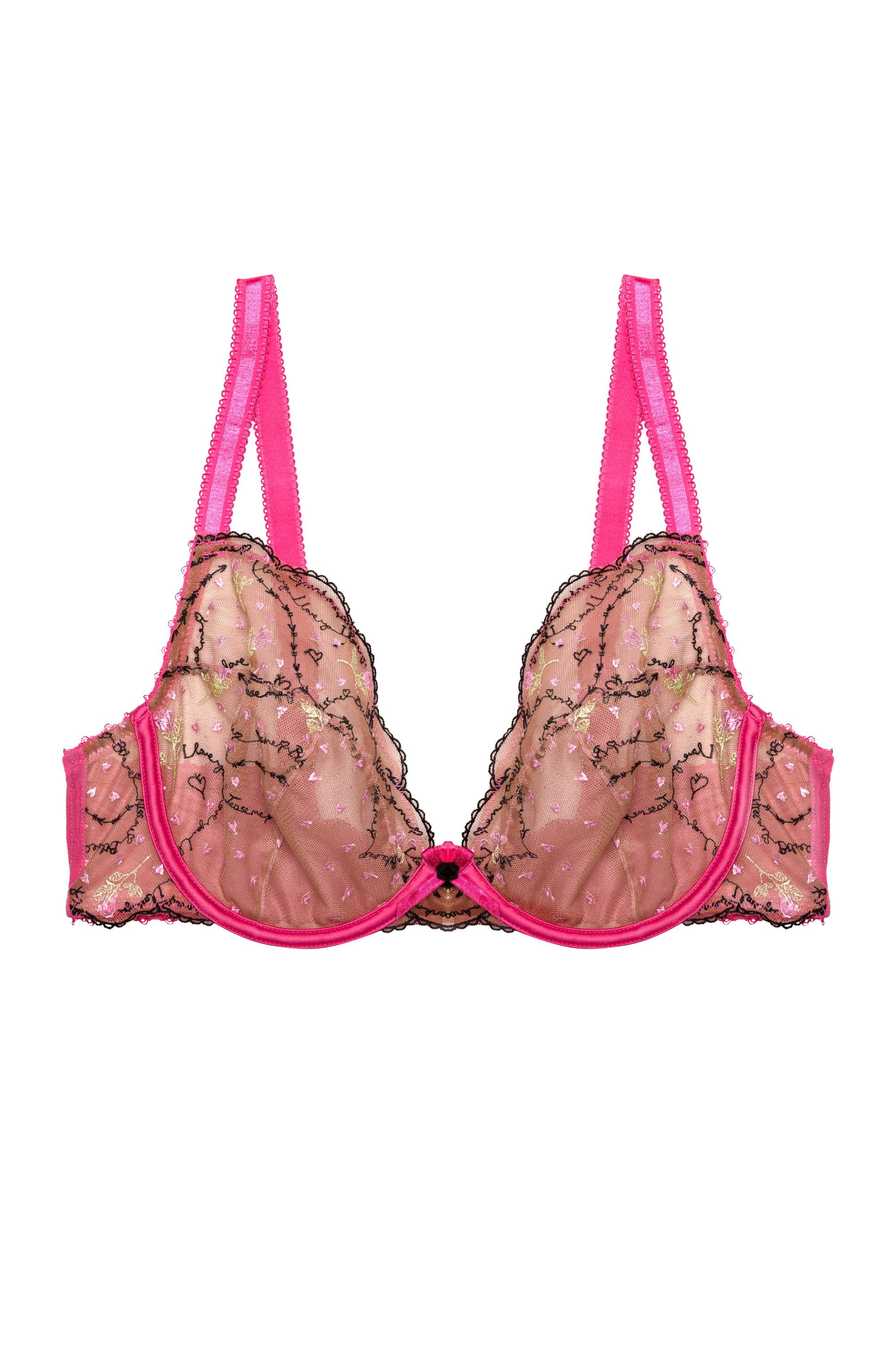 Spank Me Pink and Nude Custom Embroidery Plunge Bra - Image 6