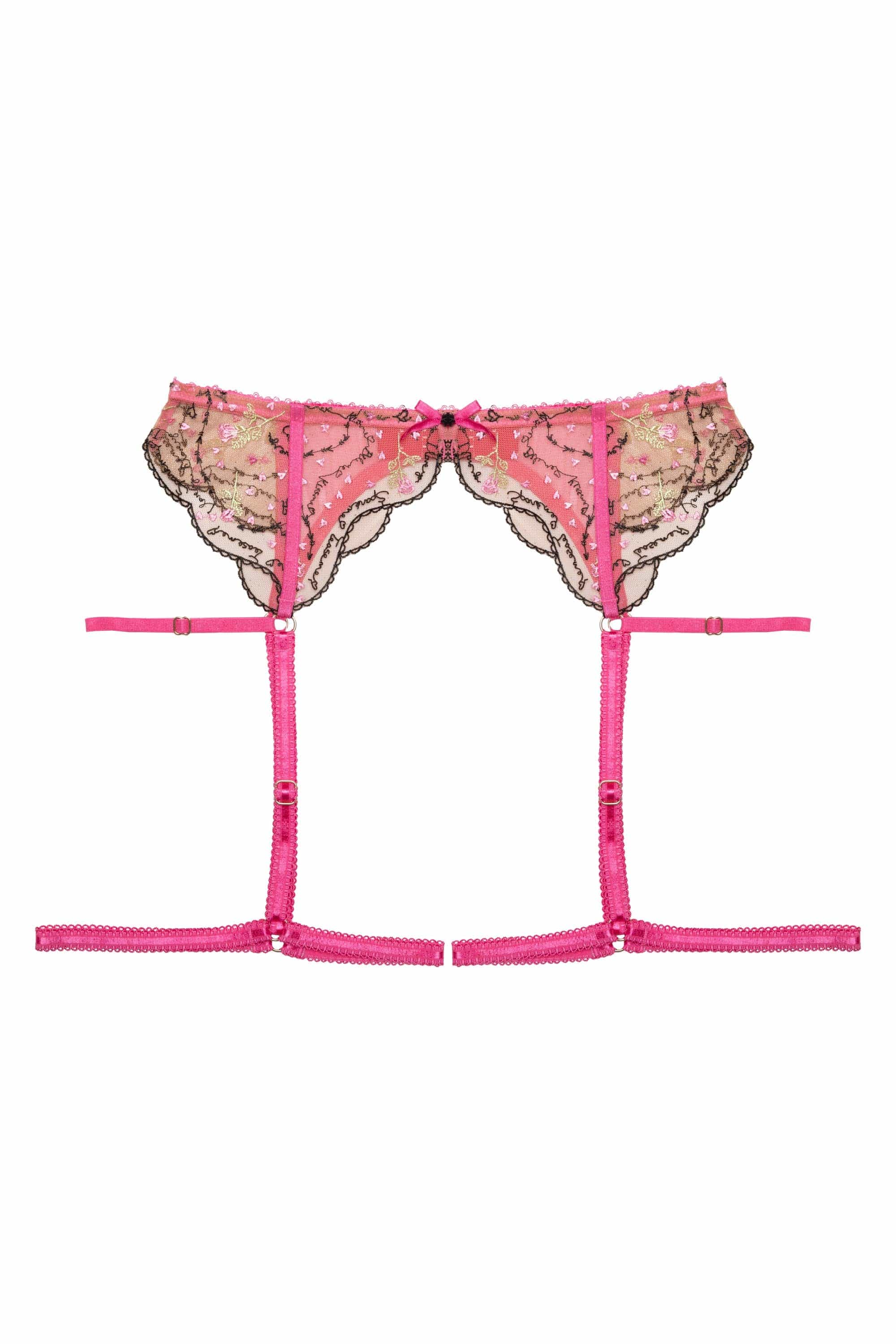 Spank Me Pink and Nude Custom Embroidery Suspender Belt - Image 5