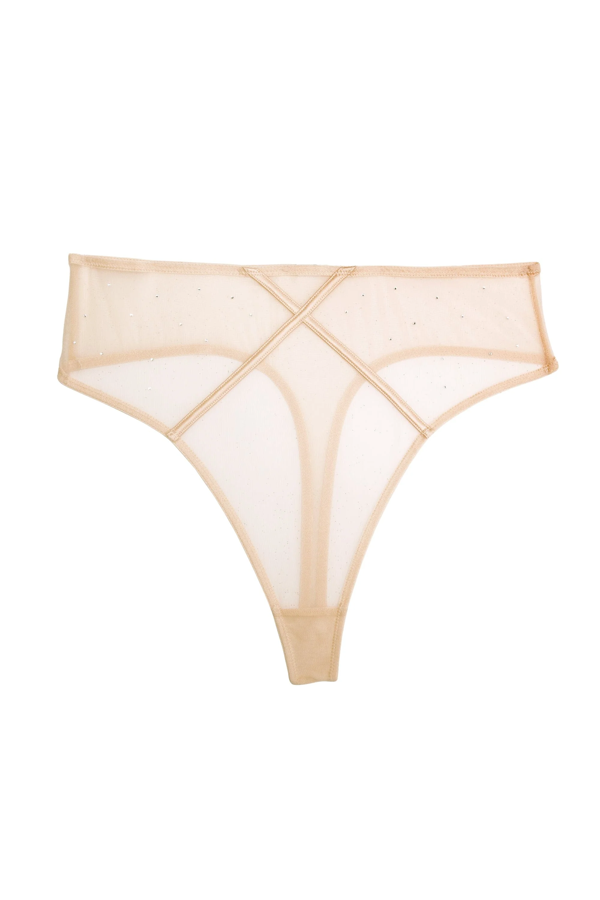 Nola Toffee Diamante Studded High Leg Thong - Image 10