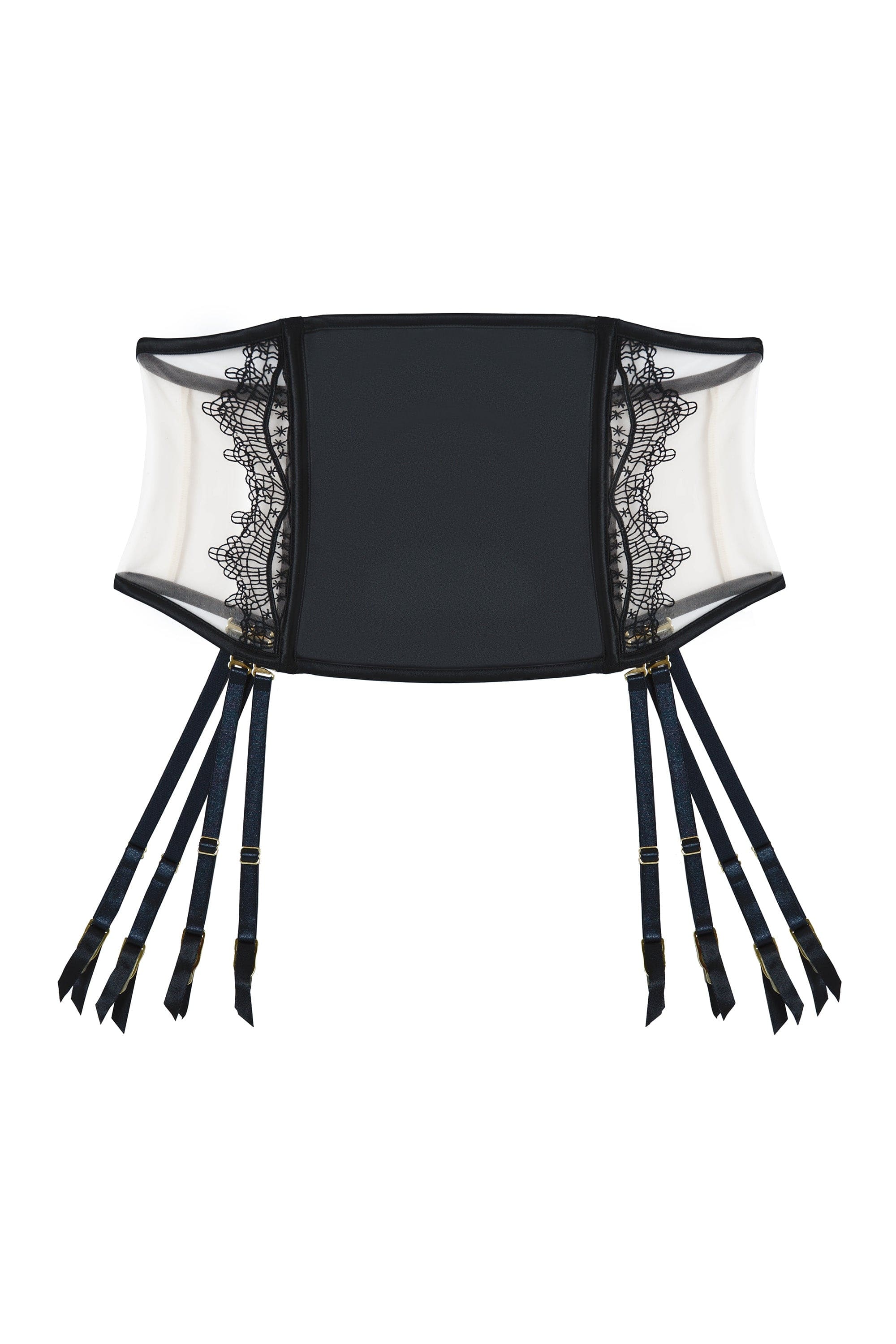 Wren Black Illusion Mesh and Satin Waspie - Image 6