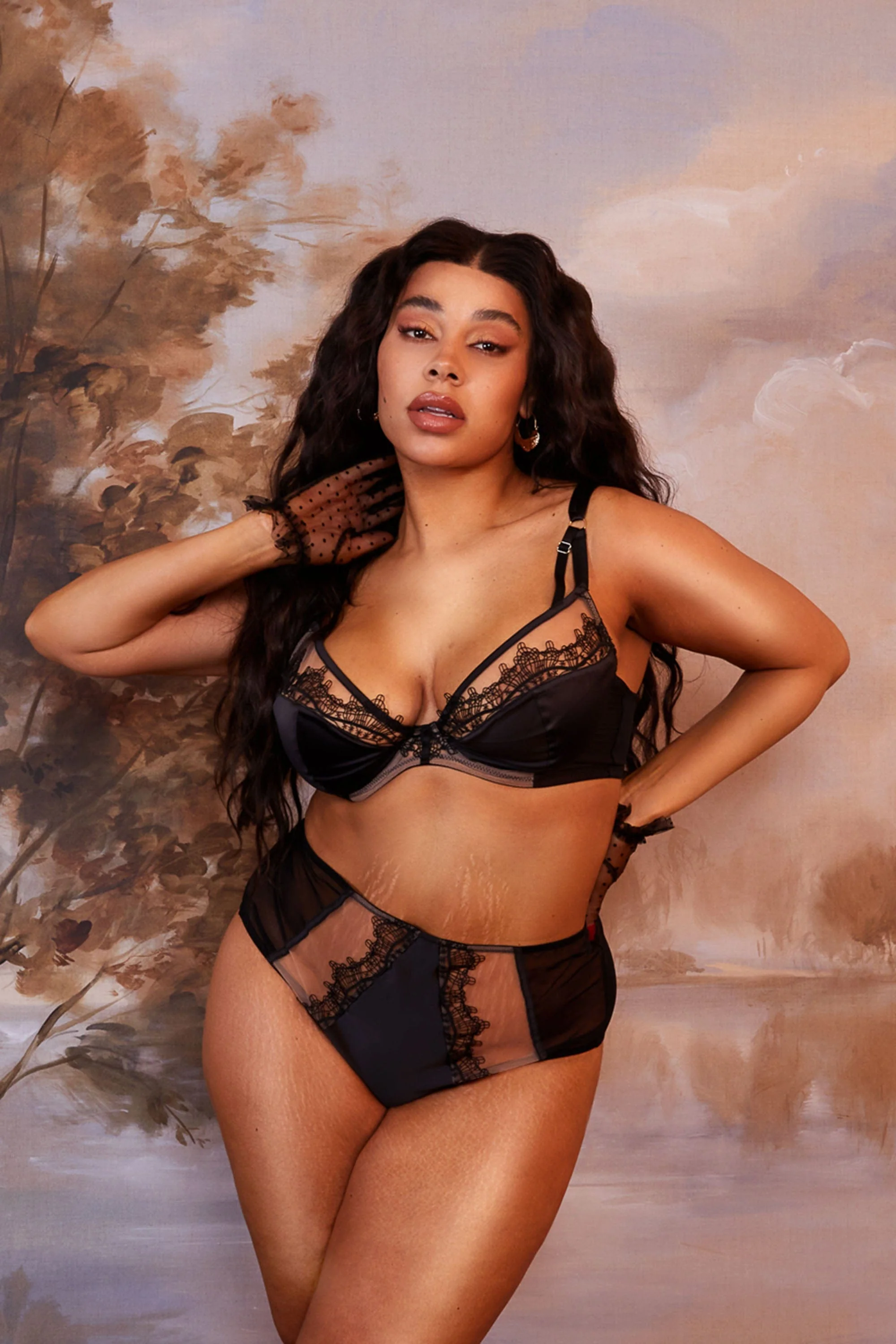 Wren Black Lace and Illusion Mesh Bra - Image 10