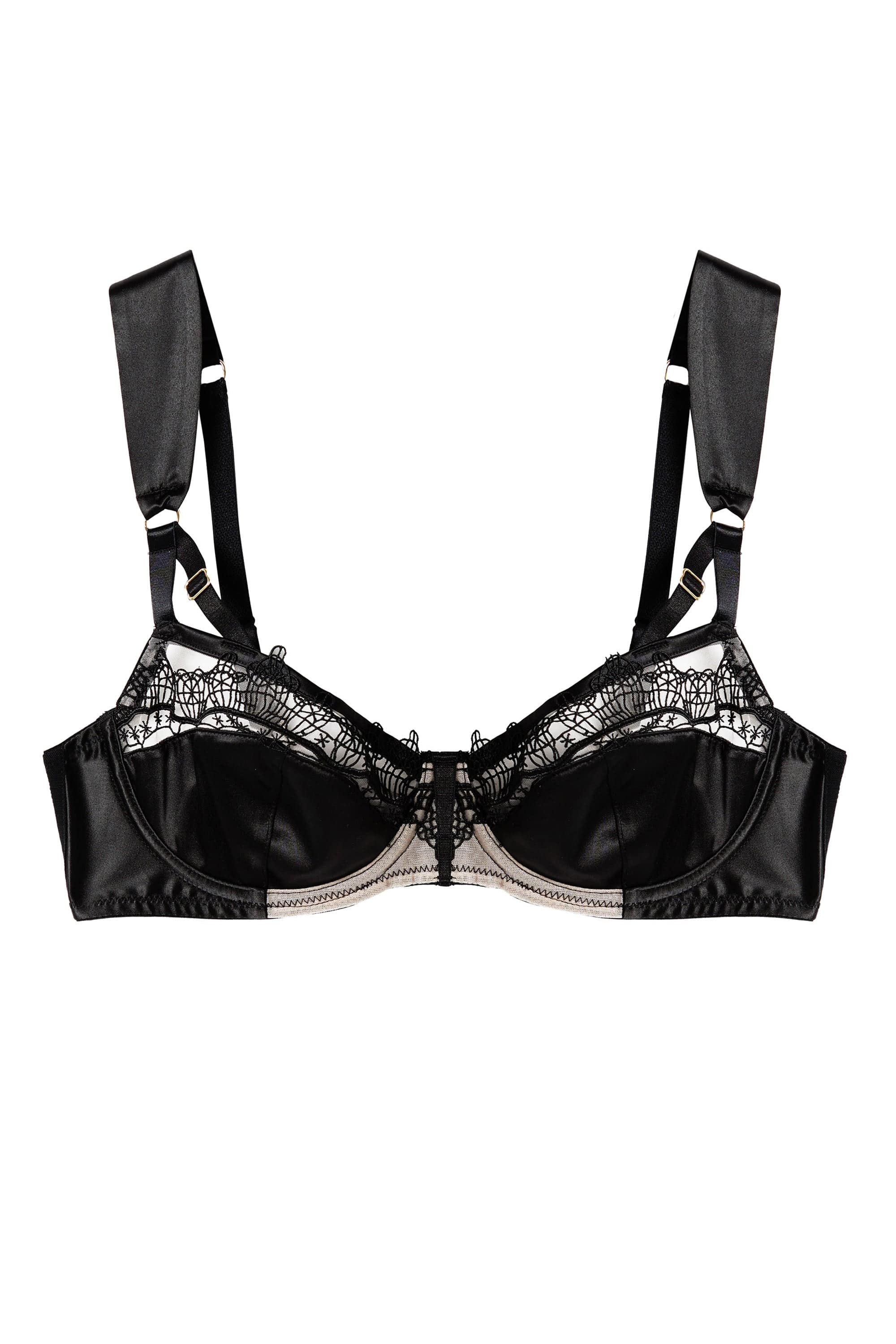 Wren Black Lace and Illusion Mesh Bra - Image 12
