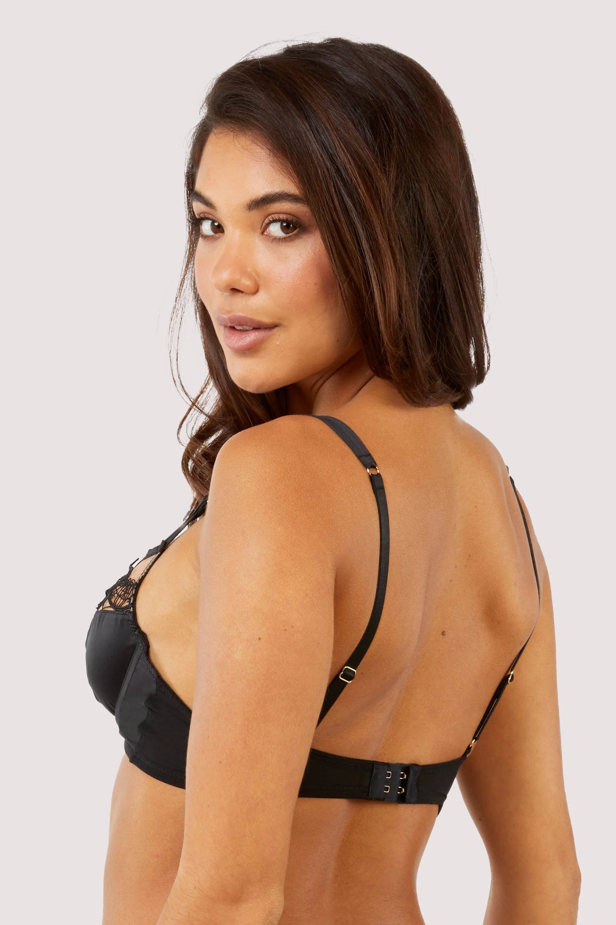 Wren Black Lace and Illusion Mesh Bra - Image 5