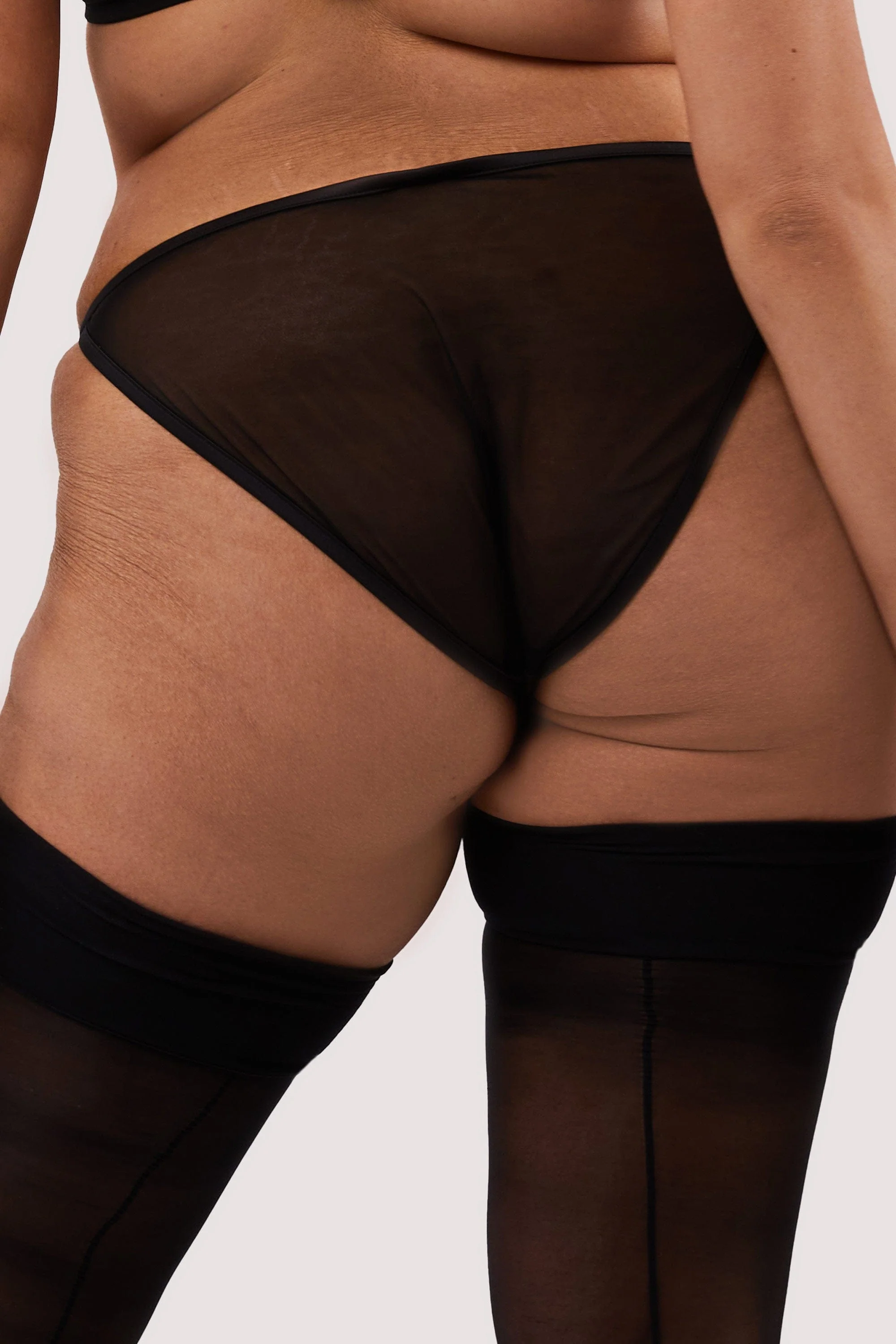 Wren Black Satin and Lace Tanga Brief - Image 5