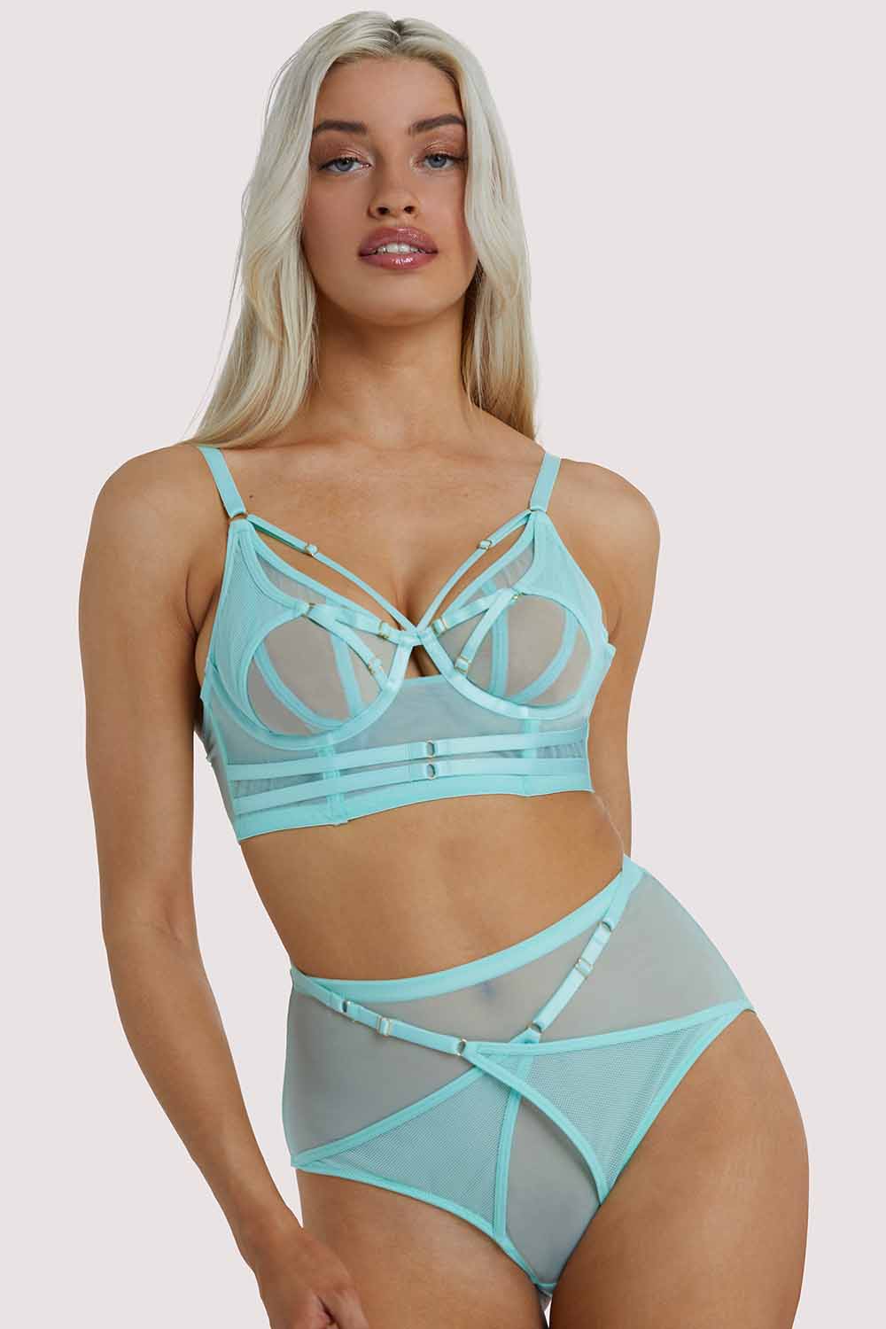 Eddie Aqua Crossover Wrap Bra - Image 3