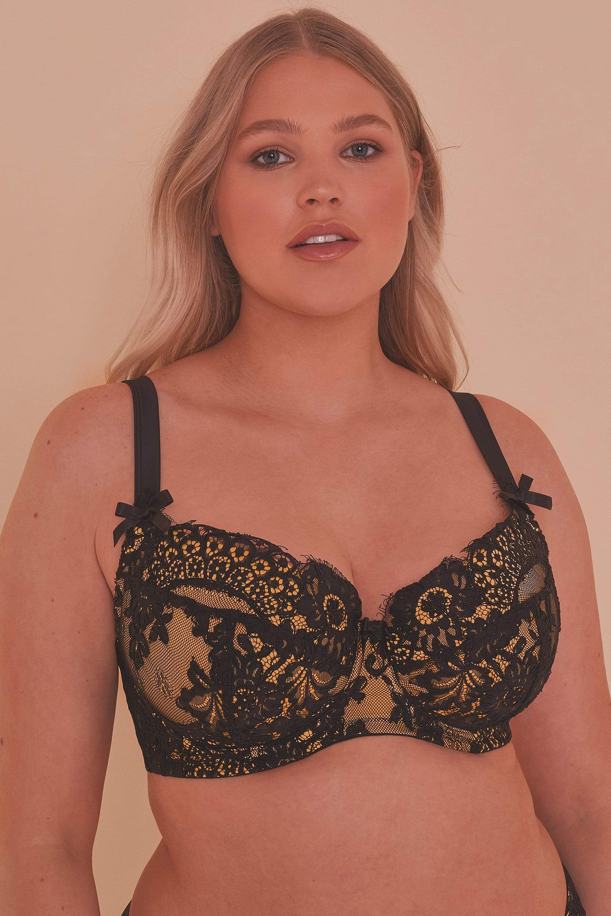 Jaquelina Mustard Contrast Plunge Bra - Image 11