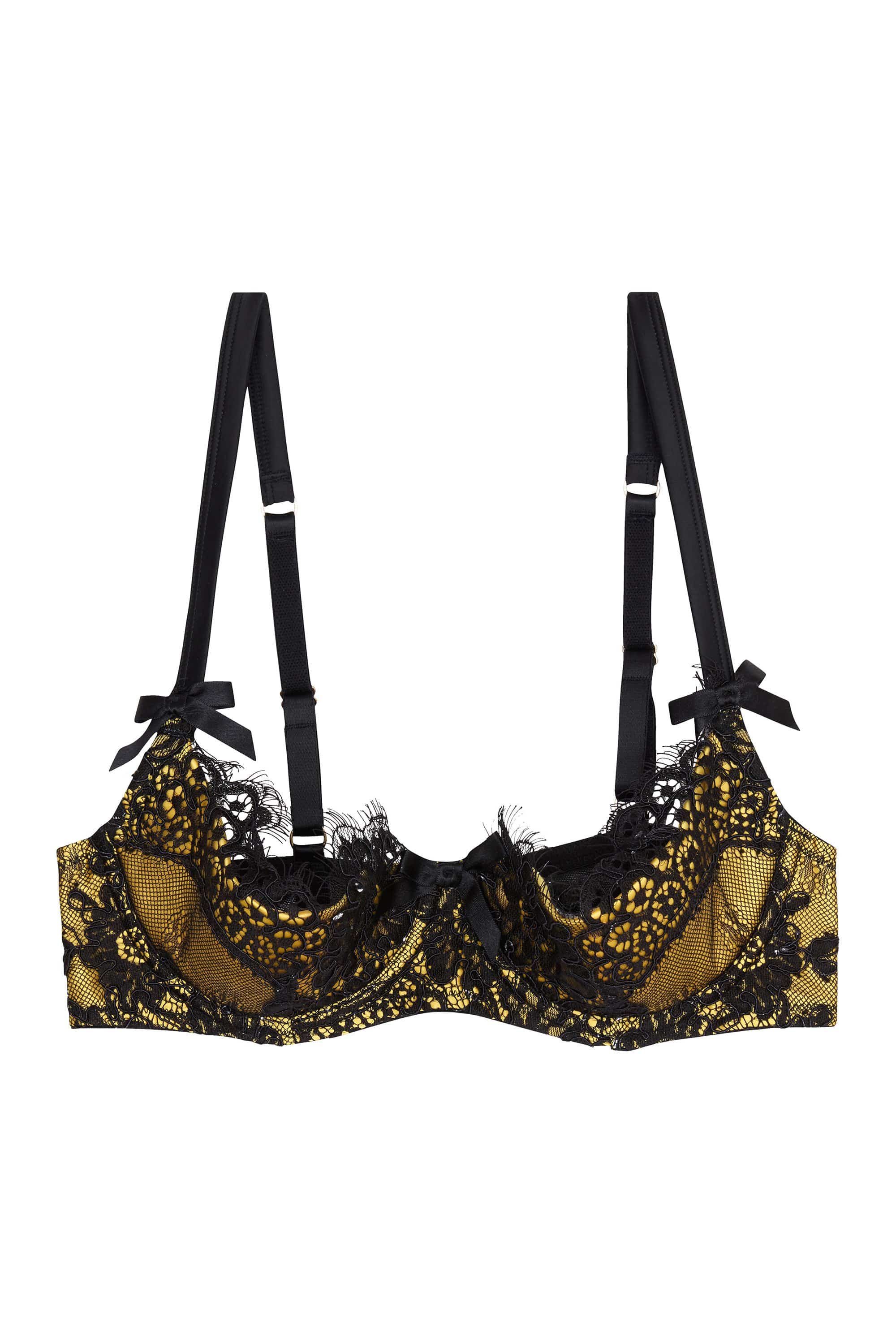Jaquelina Mustard Contrast Quarter Cup Bra - Image 7