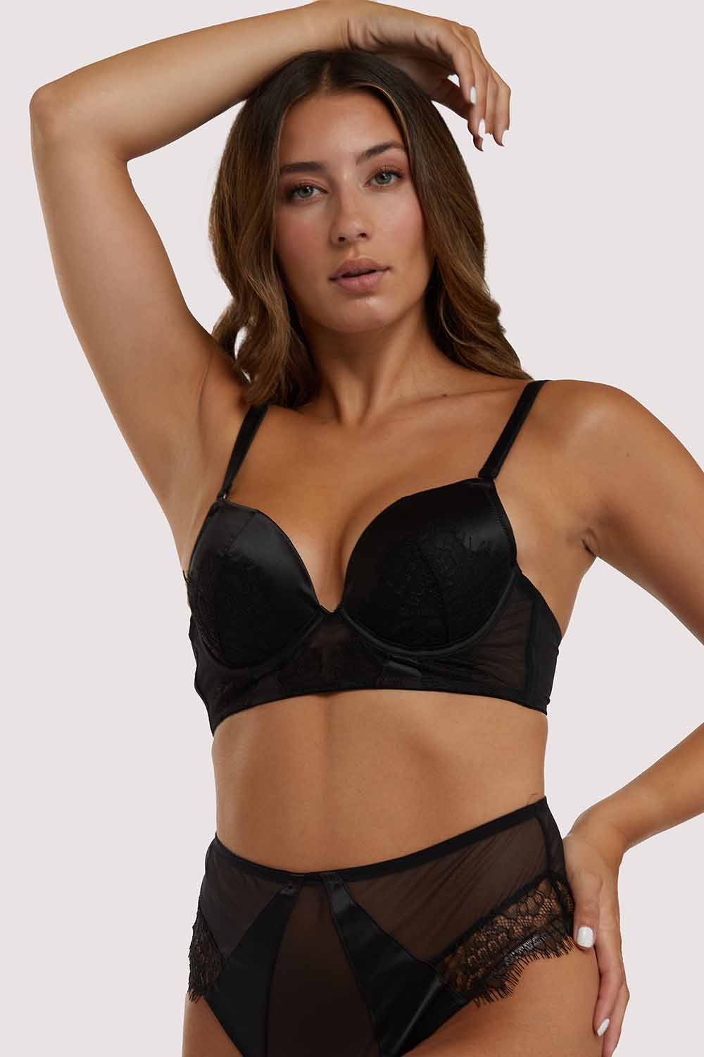 Melina Black Longline Plunge Bra - Image 2