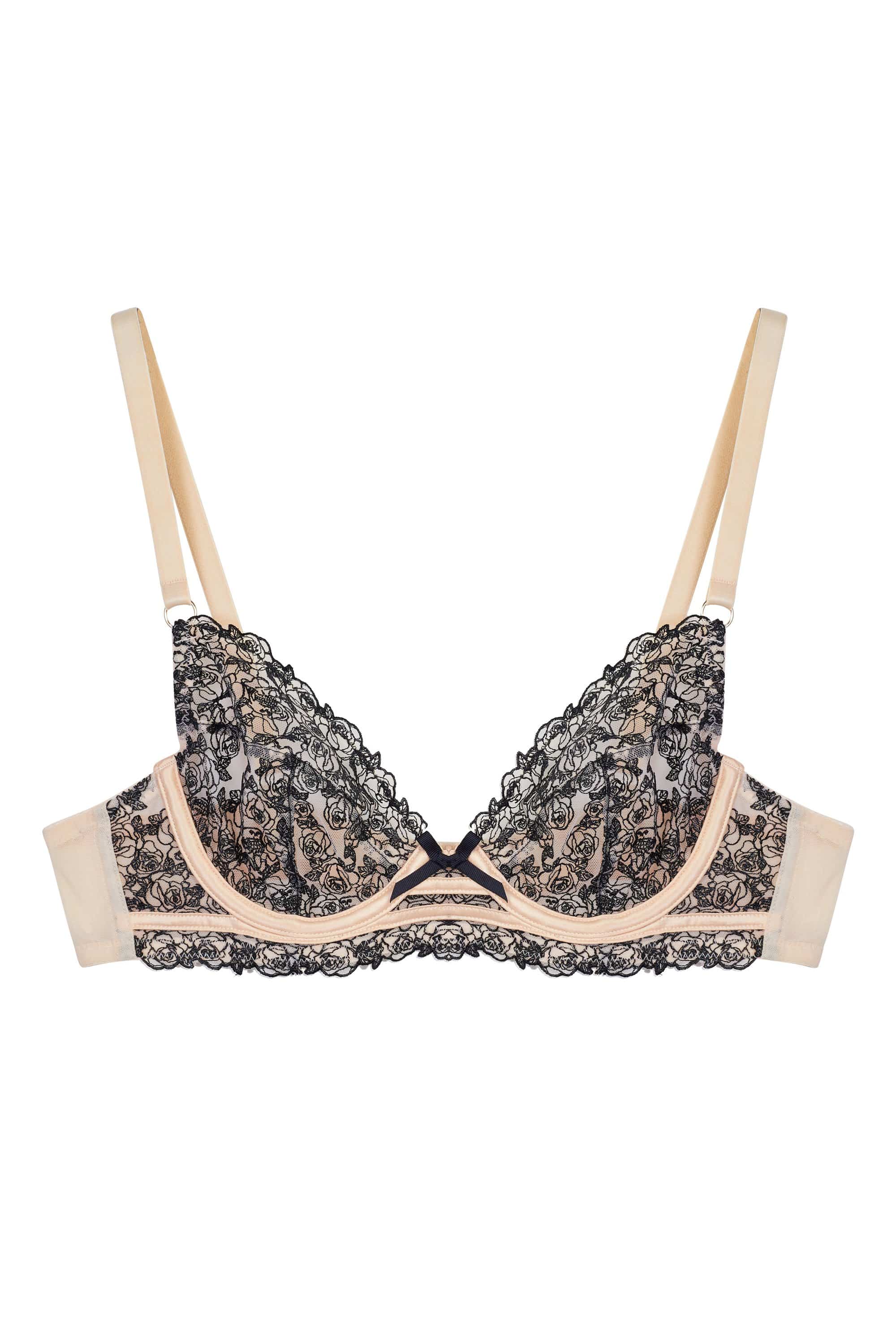 Skull & Roses Embroidery Peach Balcony Bra - Image 16