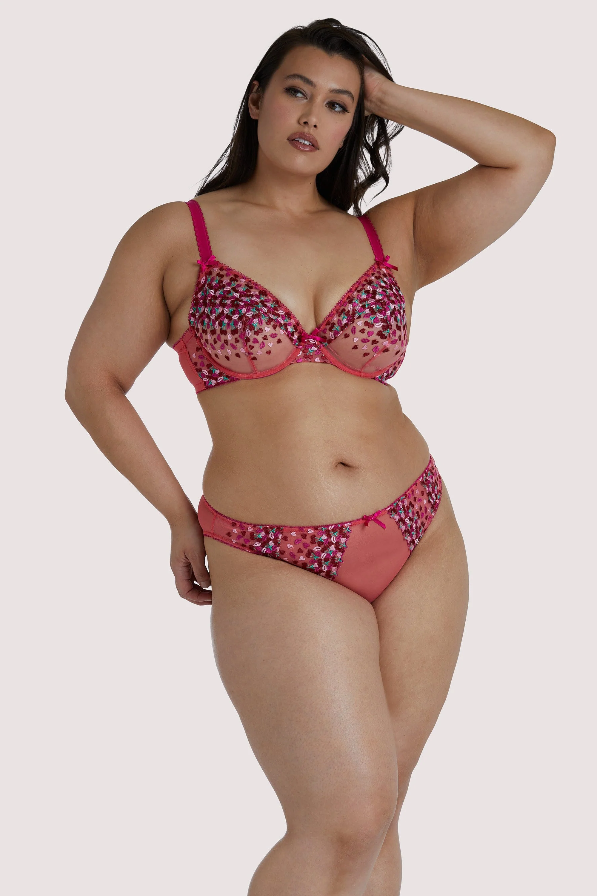 Cherry Embroidery Coral Plunge Bra - Image 11