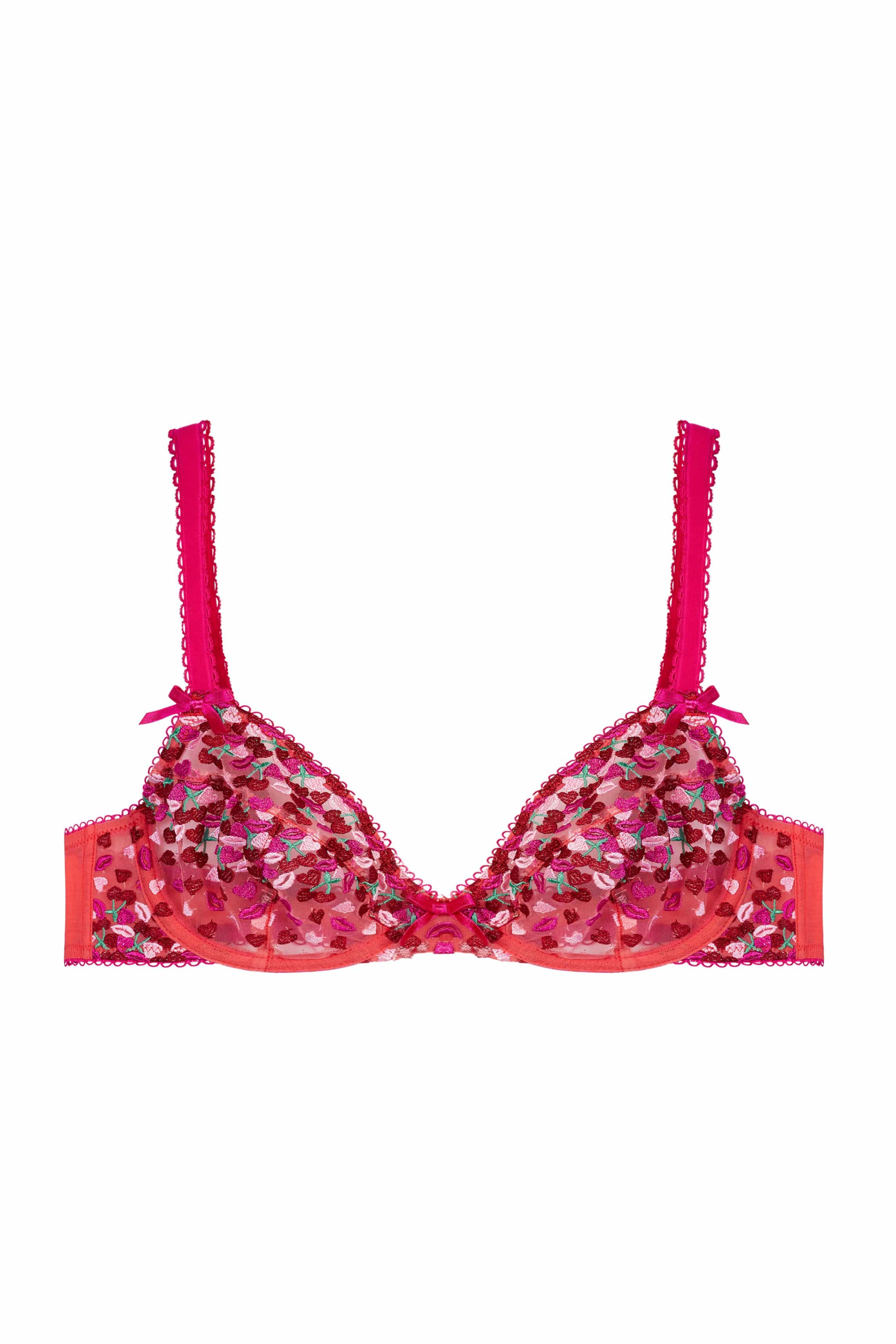 Cherry Embroidery Coral Plunge Bra - Image 15