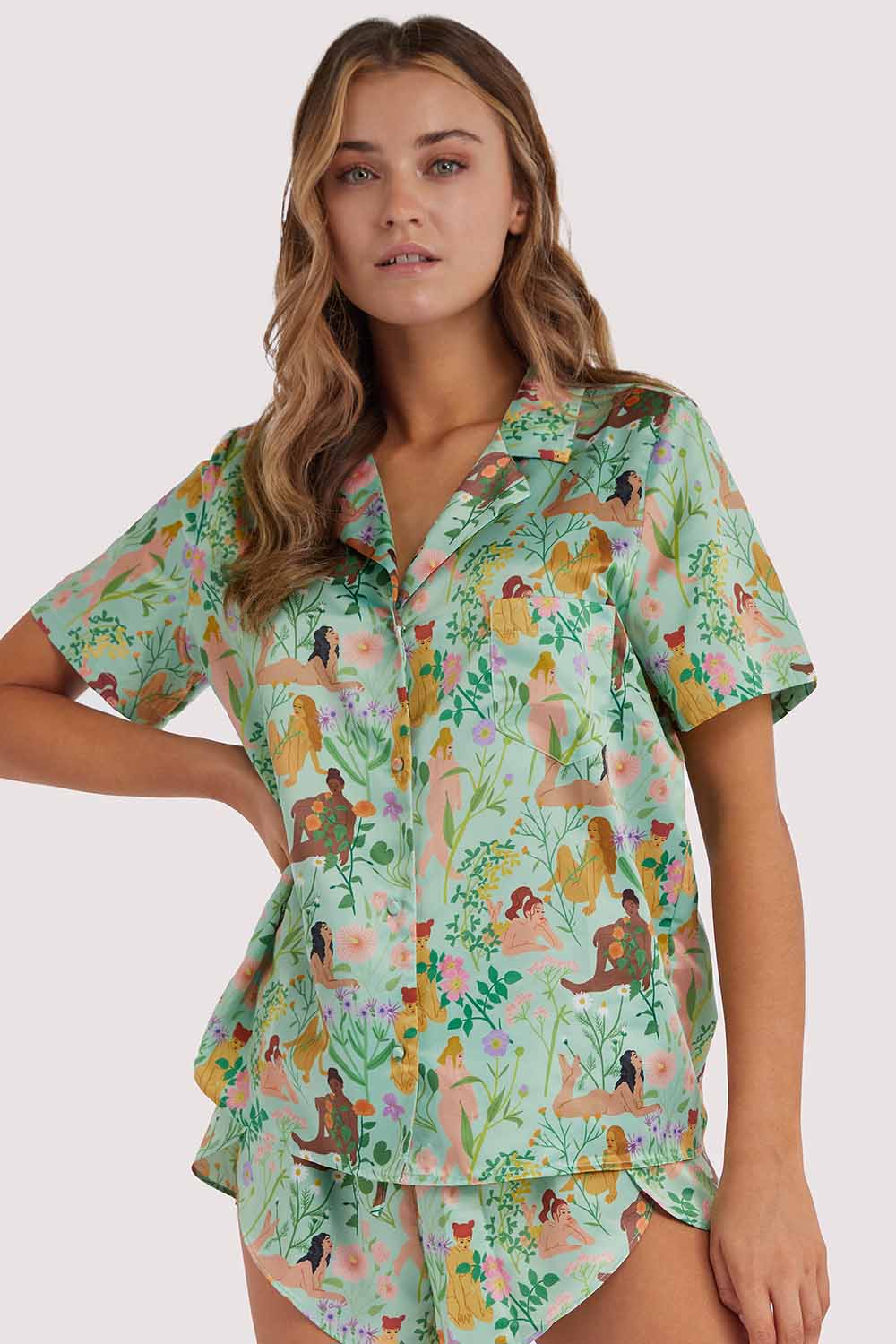 Bodil Jane Recycled Nudes & Flowers Short Sleeved Shirt - Image 10