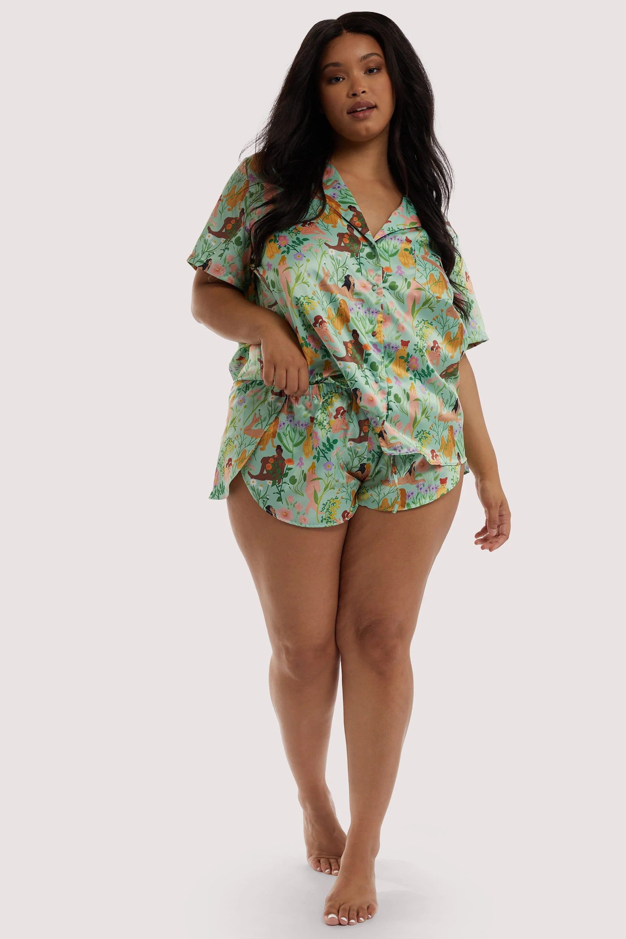 Bodil Jane Recycled Nudes & Flowers Short Sleeved Shirt - Image 3