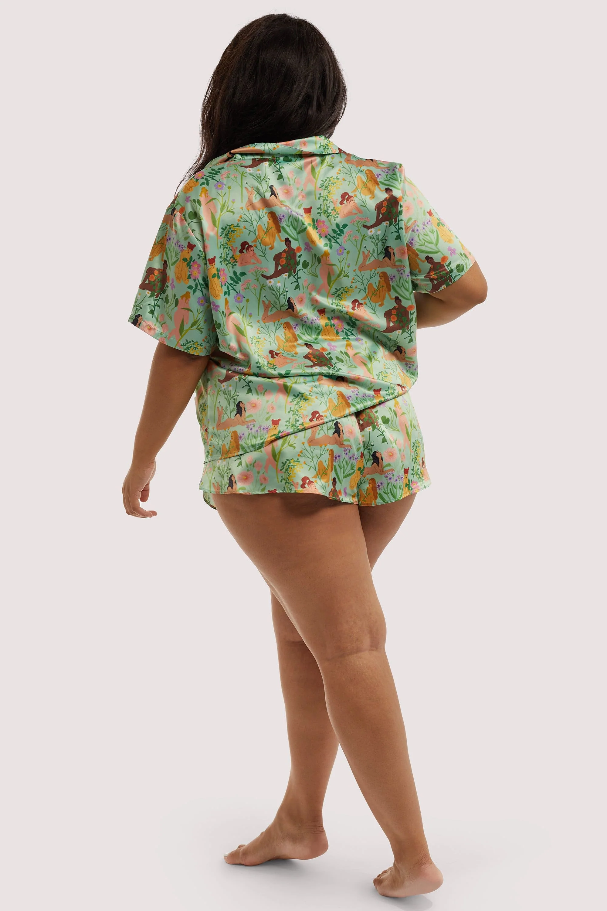 Bodil Jane Recycled Nudes & Flowers Short Sleeved Shirt - Image 4