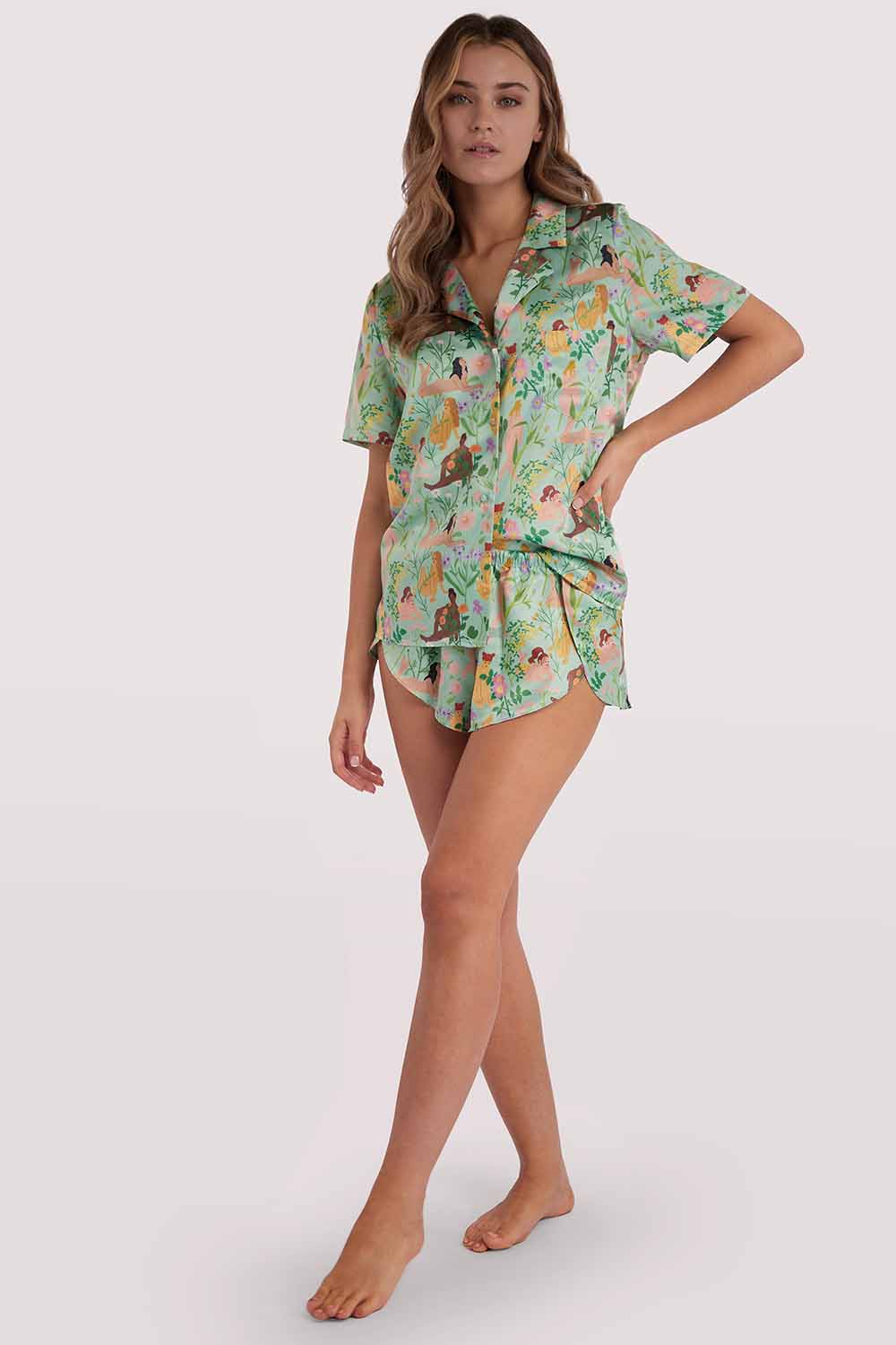 Bodil Jane Recycled Nudes & Flowers Short Sleeved Shirt - Image 7