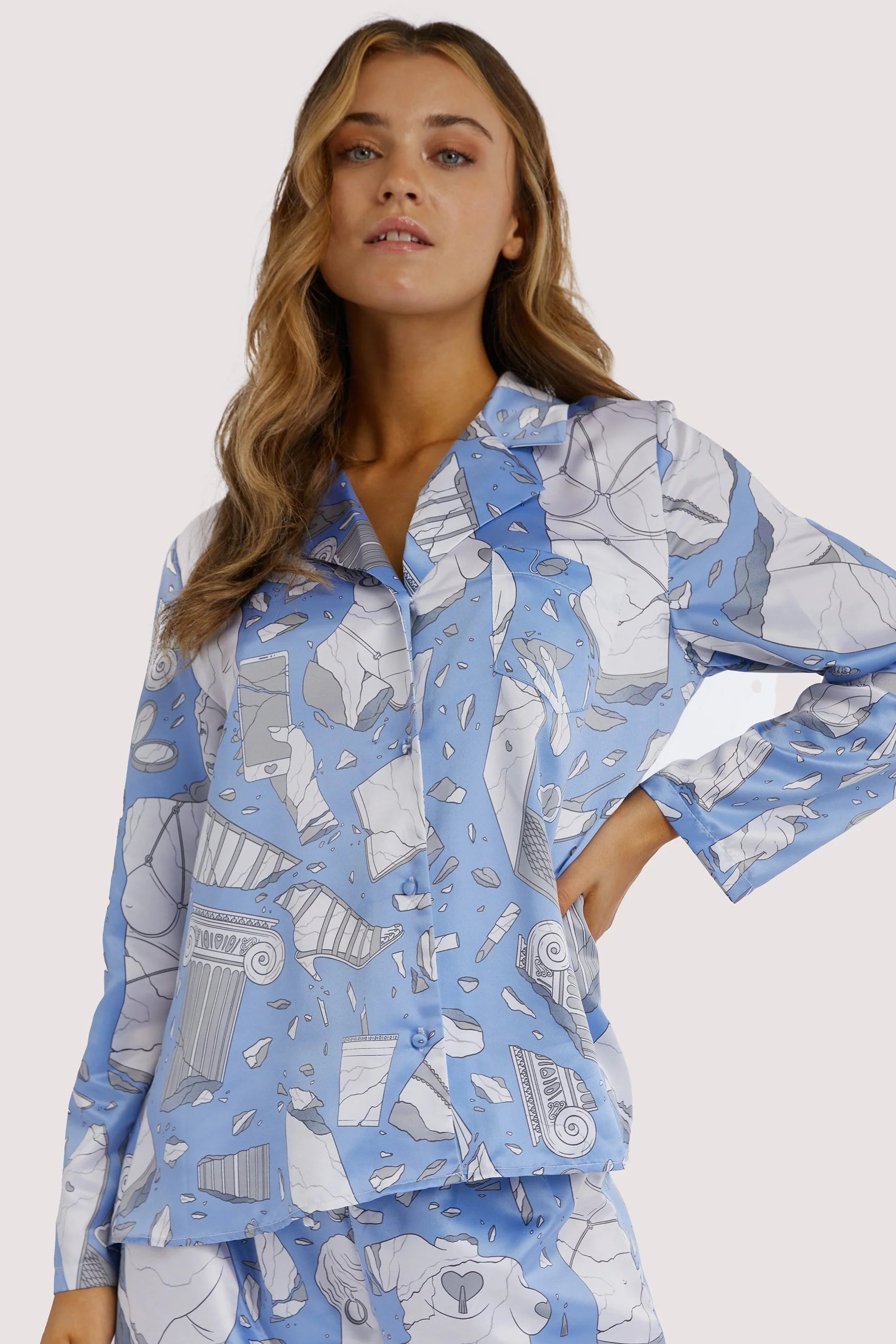 Logan Spector Recycled Blue Statues Long Sleeve Top - Image 2