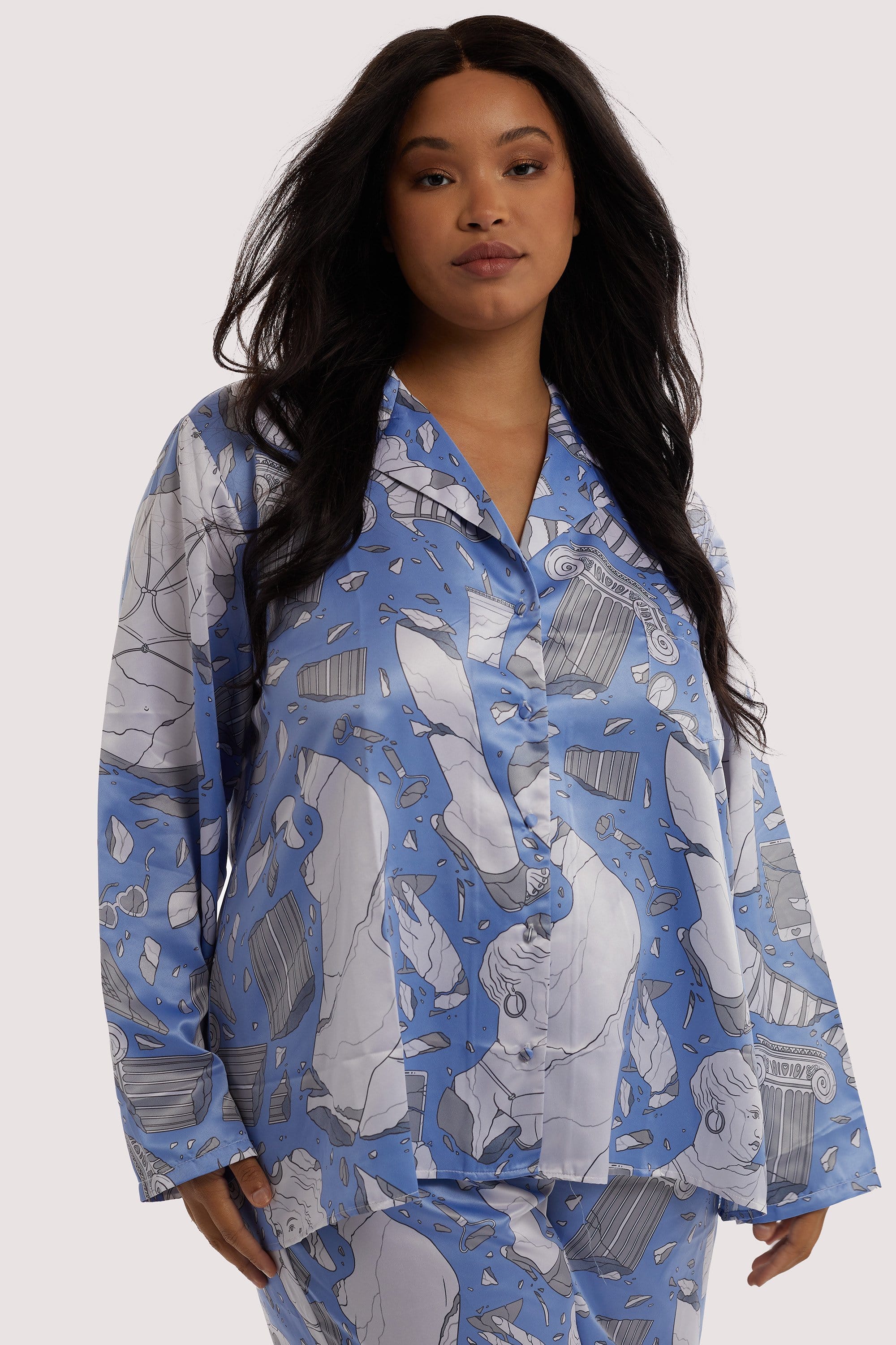 Logan Spector Recycled Blue Statues Long Sleeve Top - Image 3