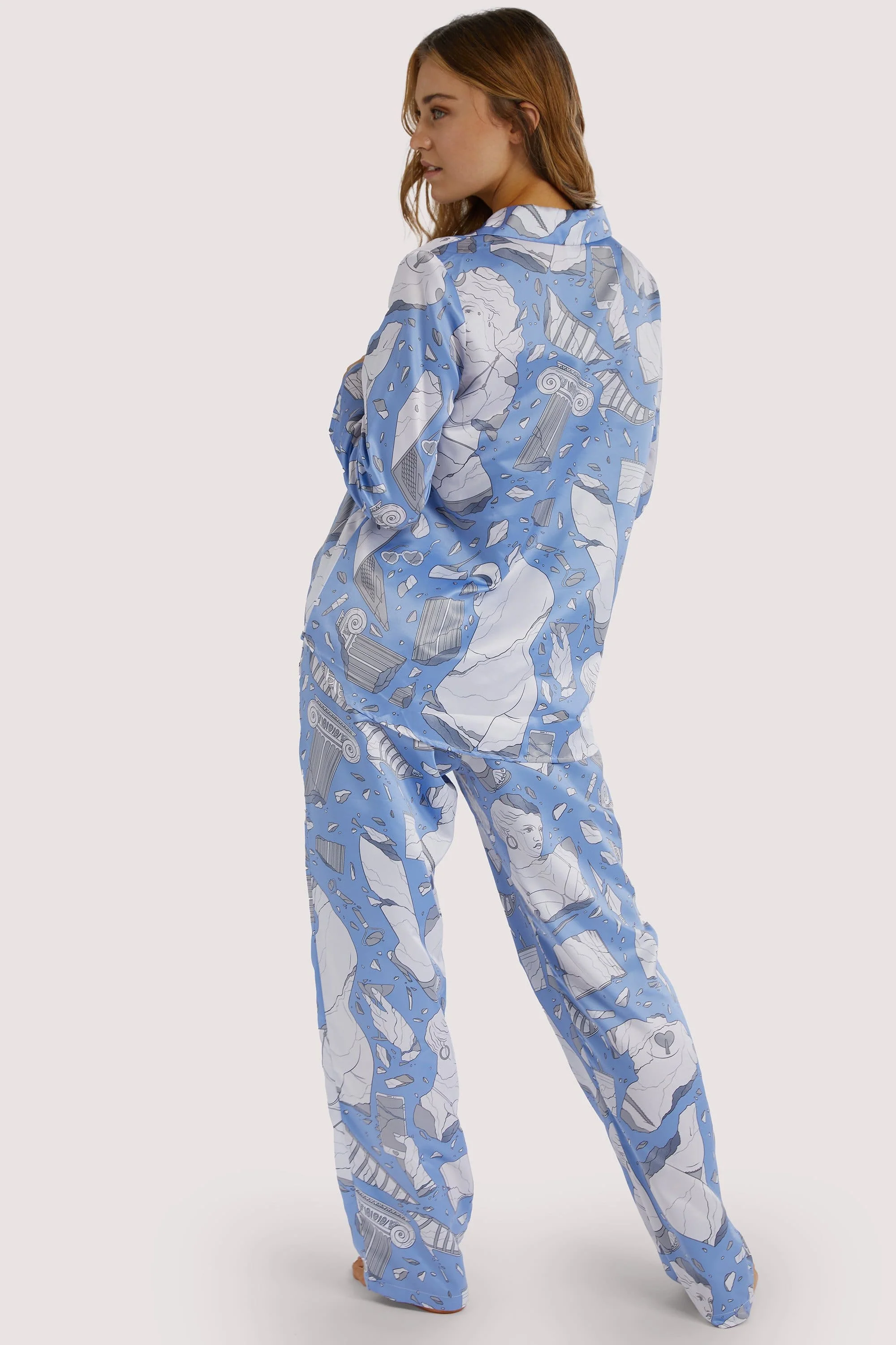Logan Spector Recycled Blue Statues Long Sleeve Top - Image 5