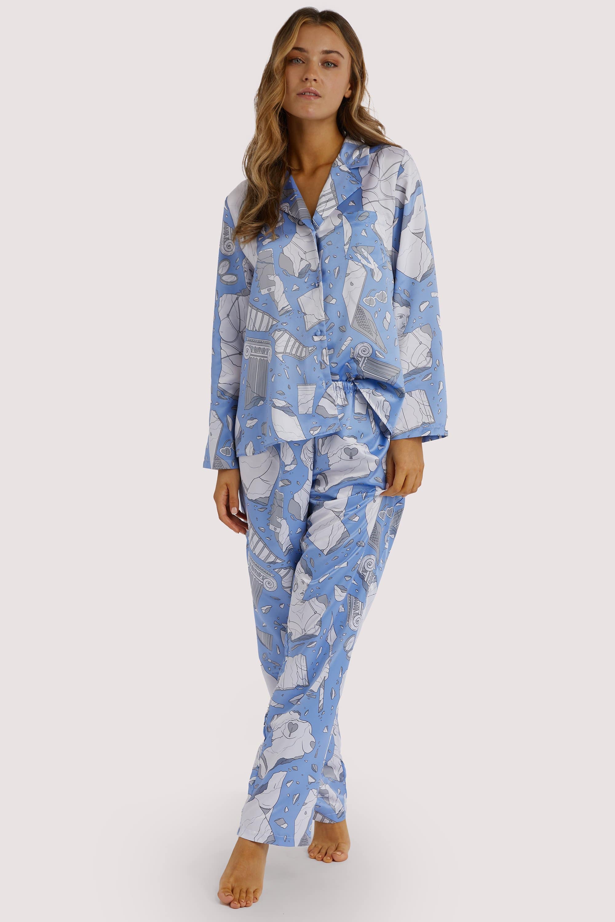 Logan Spector Recycled Blue Statues Long Sleeve Top - Image 6
