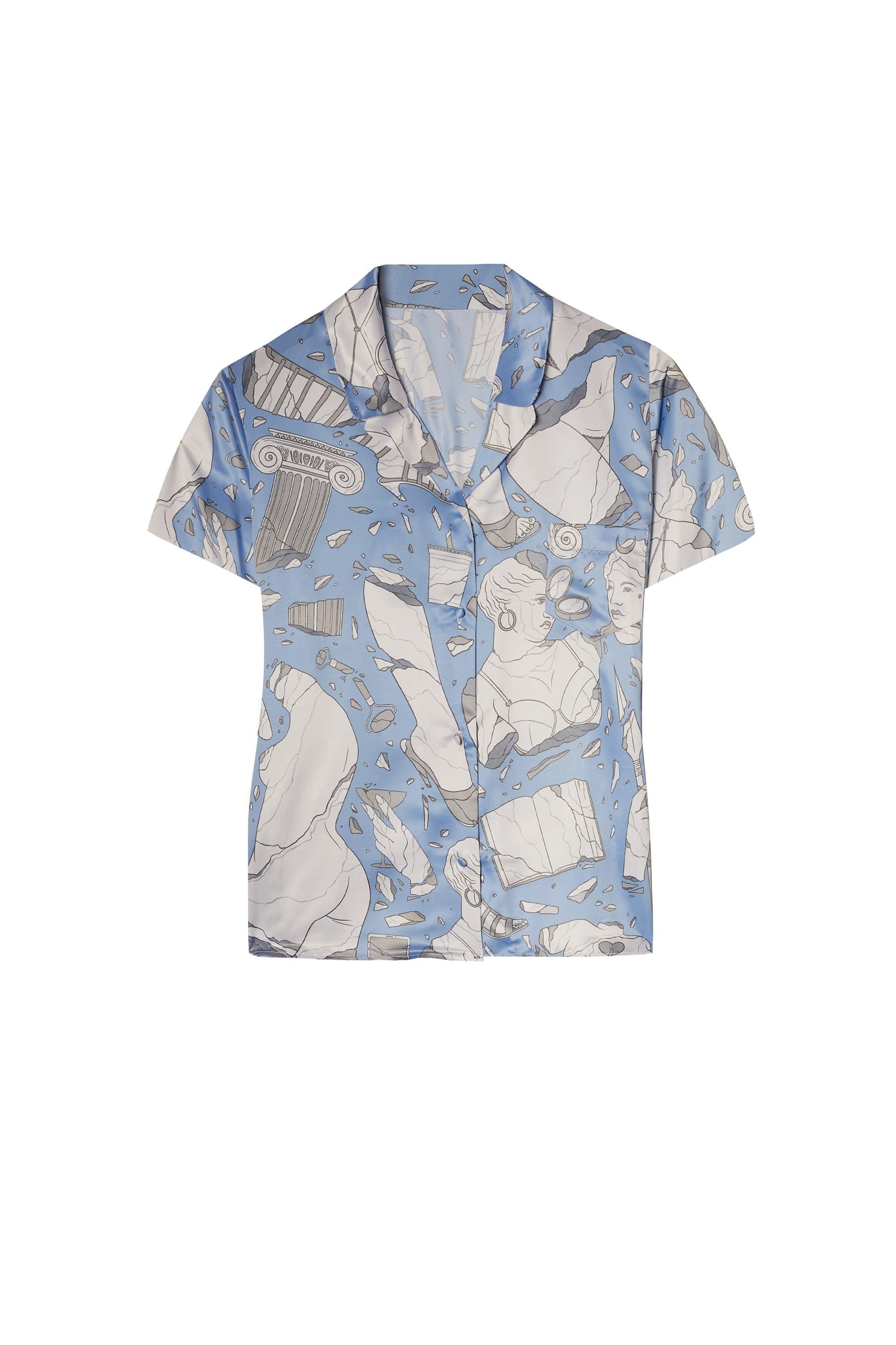 Logan Spector Recycled Blue Statue Satin Shirt - Image 10