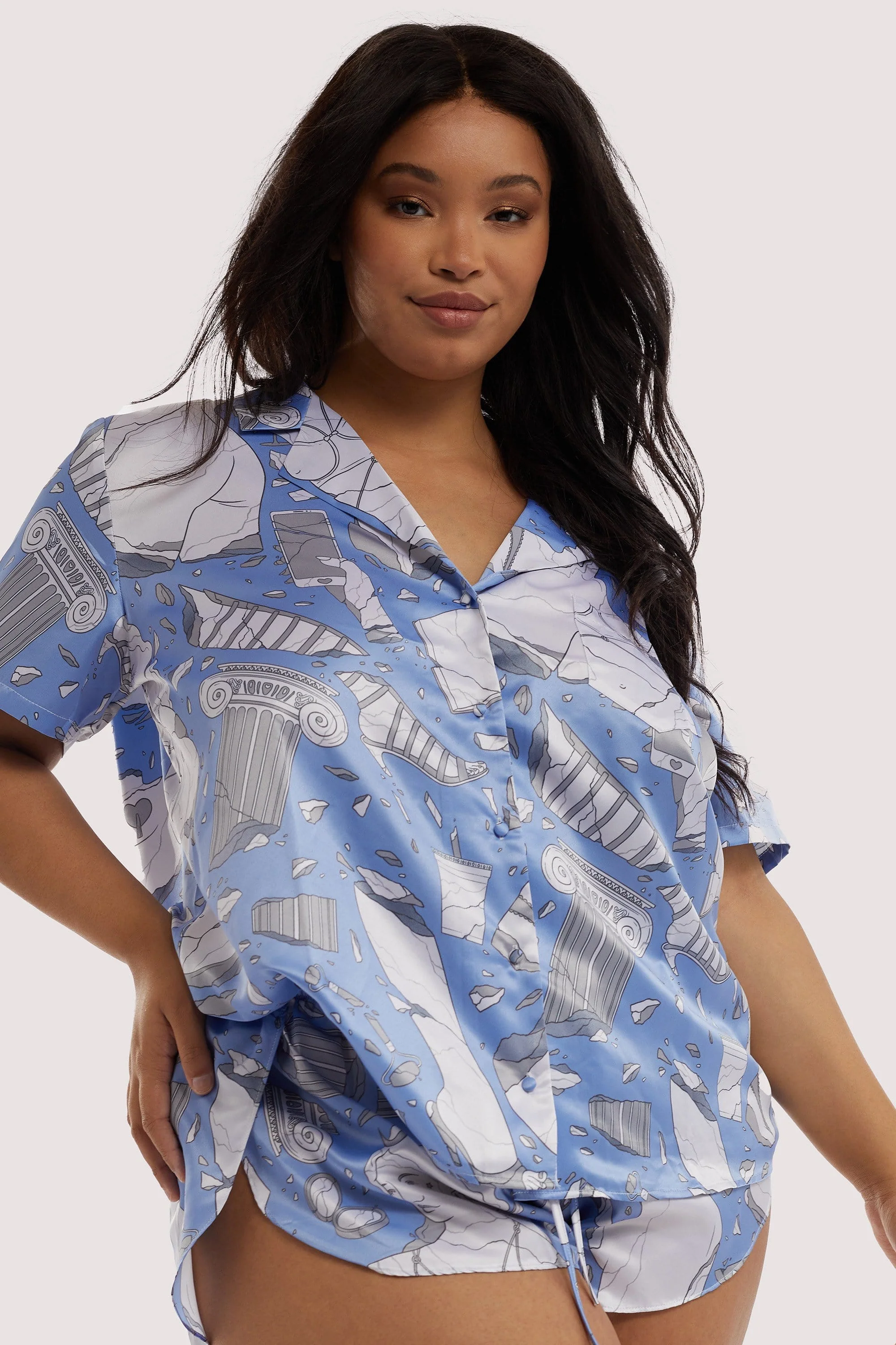Logan Spector Recycled Blue Statue Satin Shirt - Image 2