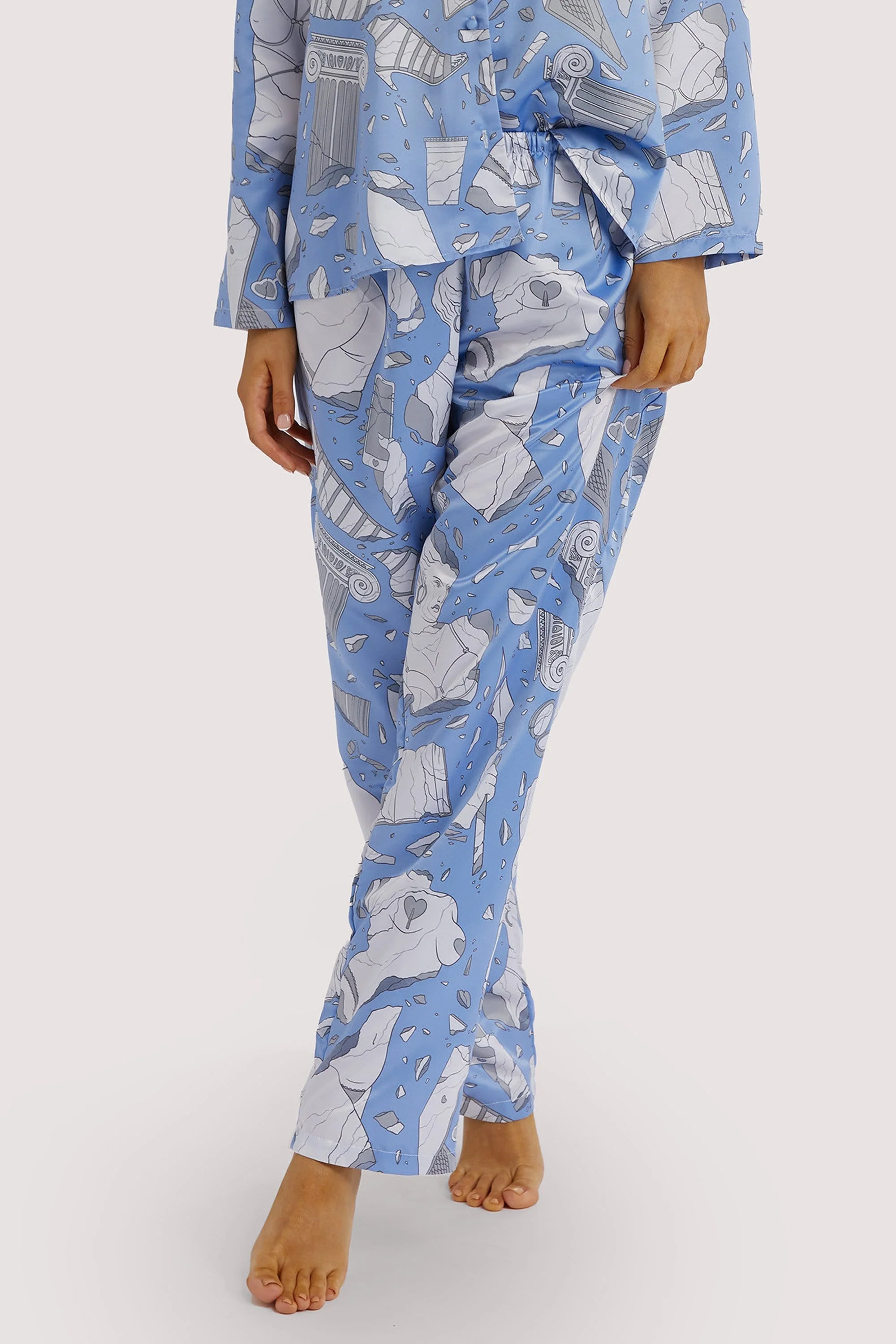 Logan Spector Recycled Blue Statues Satin Trousers - Image 5